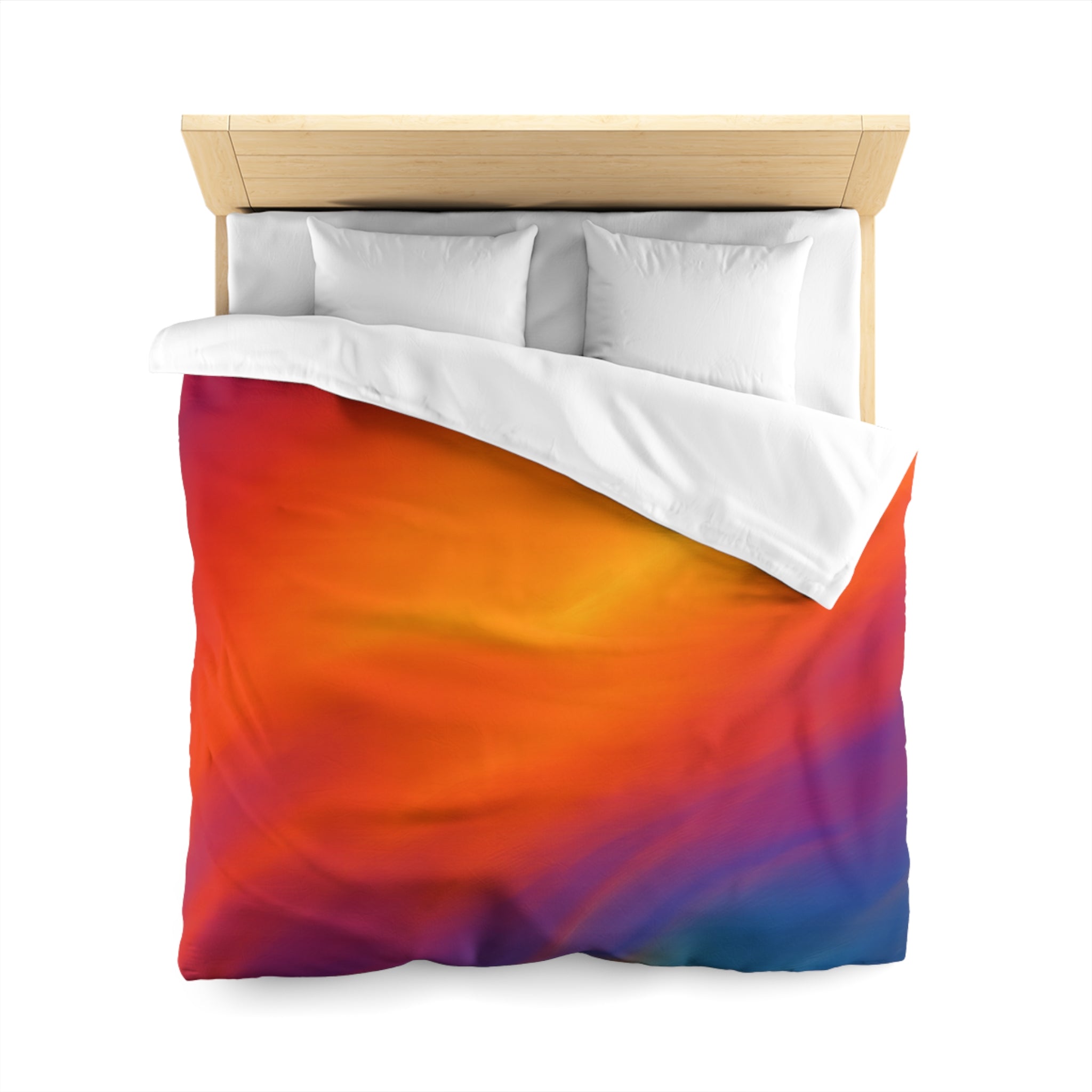Vibrant Sunset Gradient Duvet Cover — Bold Orange to Deep Blue Microfiber