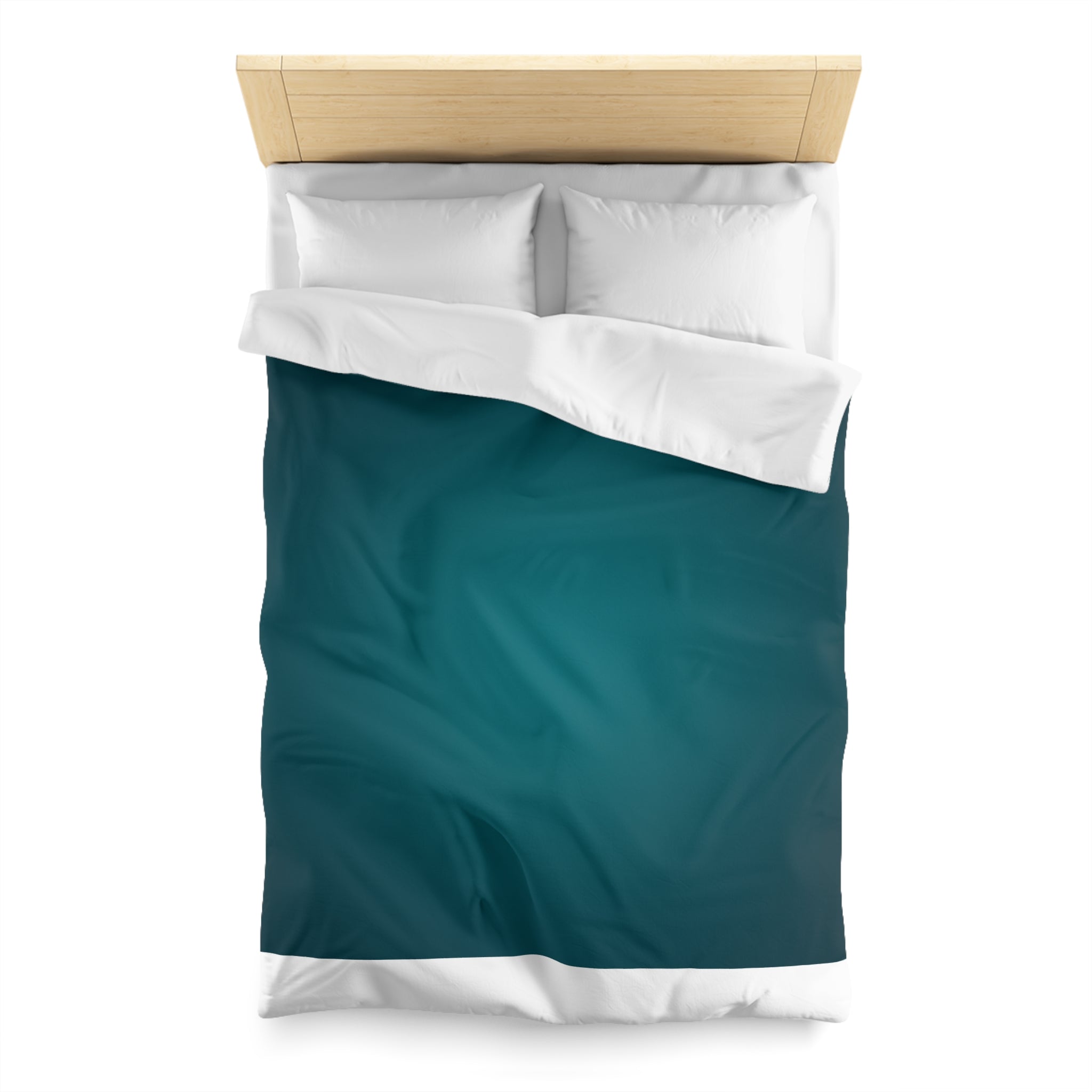 Teal Ombre Microfiber Duvet Cover — Modern Solid Color Bedroom Bedding