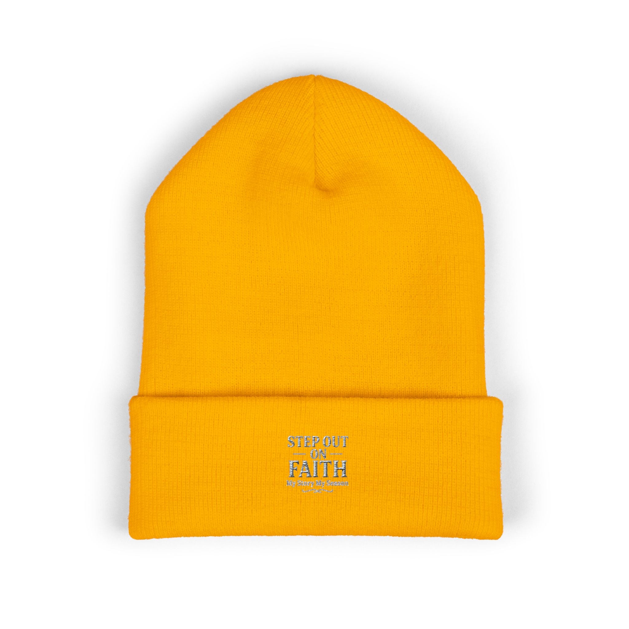 Embroidered “Step Out in Faith” Cuffed Beanie