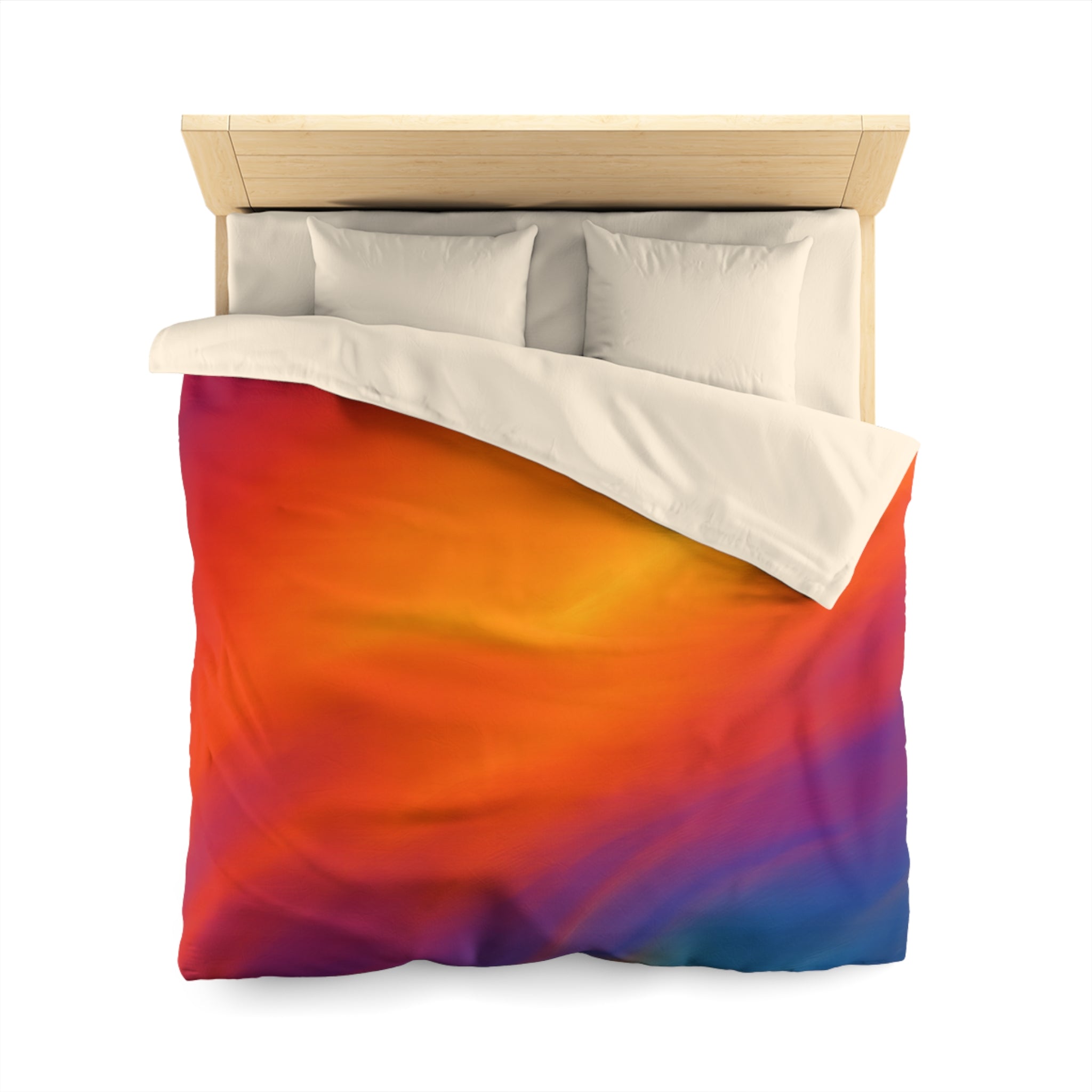 Vibrant Sunset Gradient Duvet Cover — Bold Orange to Deep Blue Microfiber