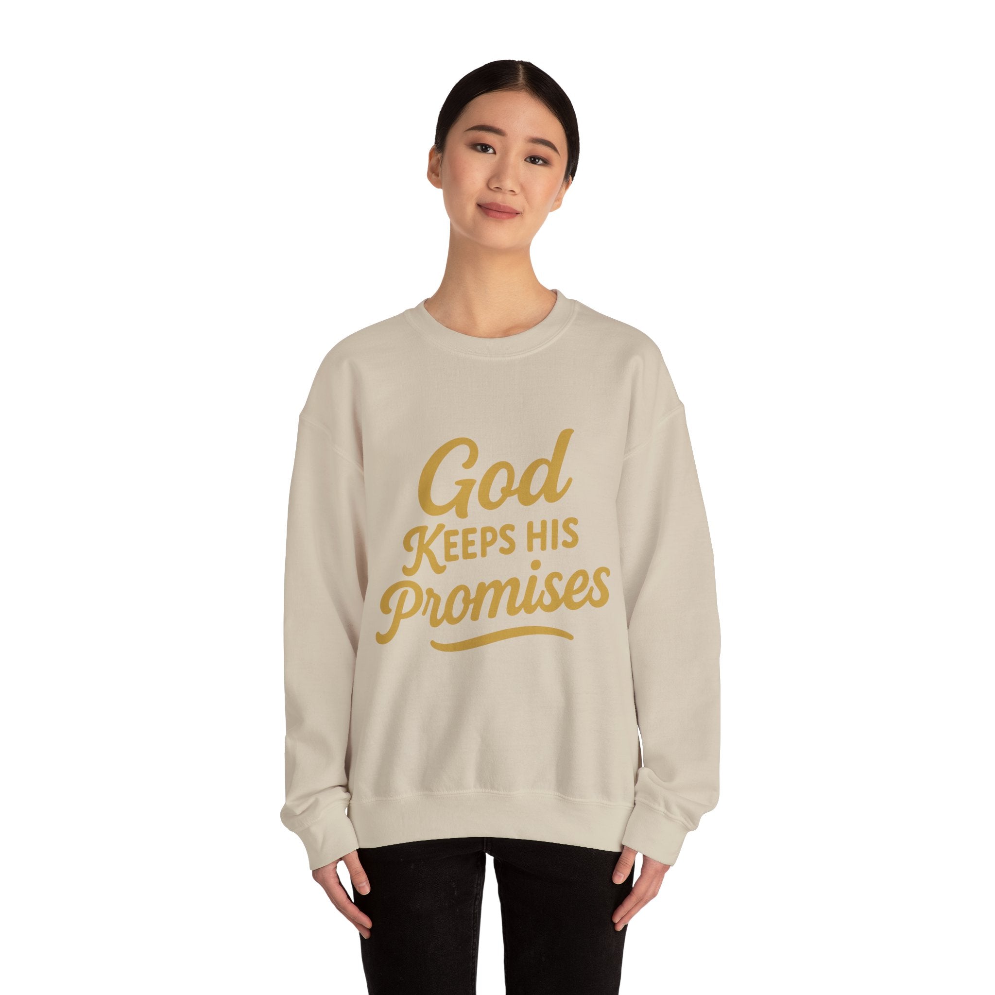 Christian Crewneck Sweatshirt — "God Keeps His Promises" Inspirational Pullover