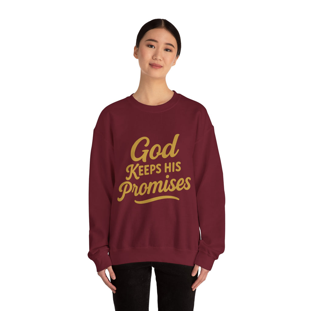Christian Crewneck Sweatshirt — "God Keeps His Promises" Inspirational Pullover