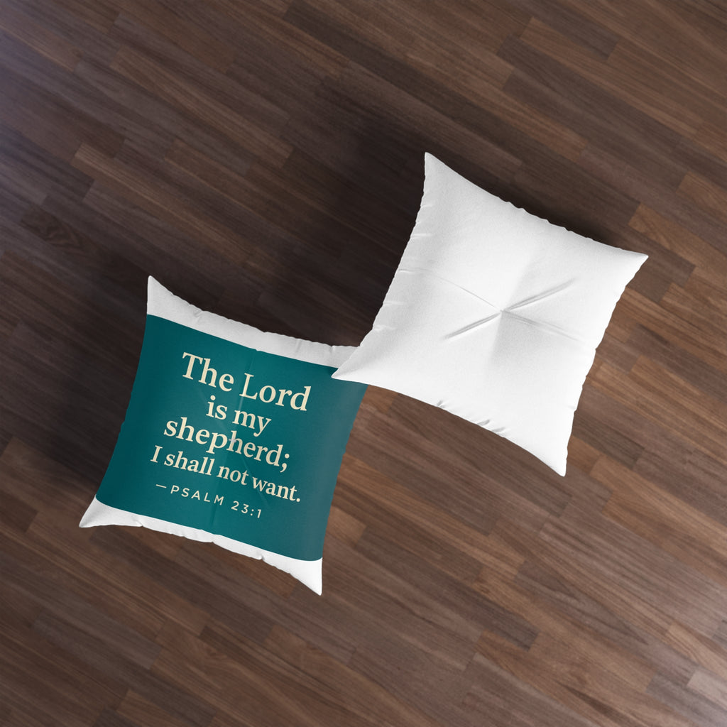 Inspirational Christian Floor Pillow — "I am becoming who God called me to be"