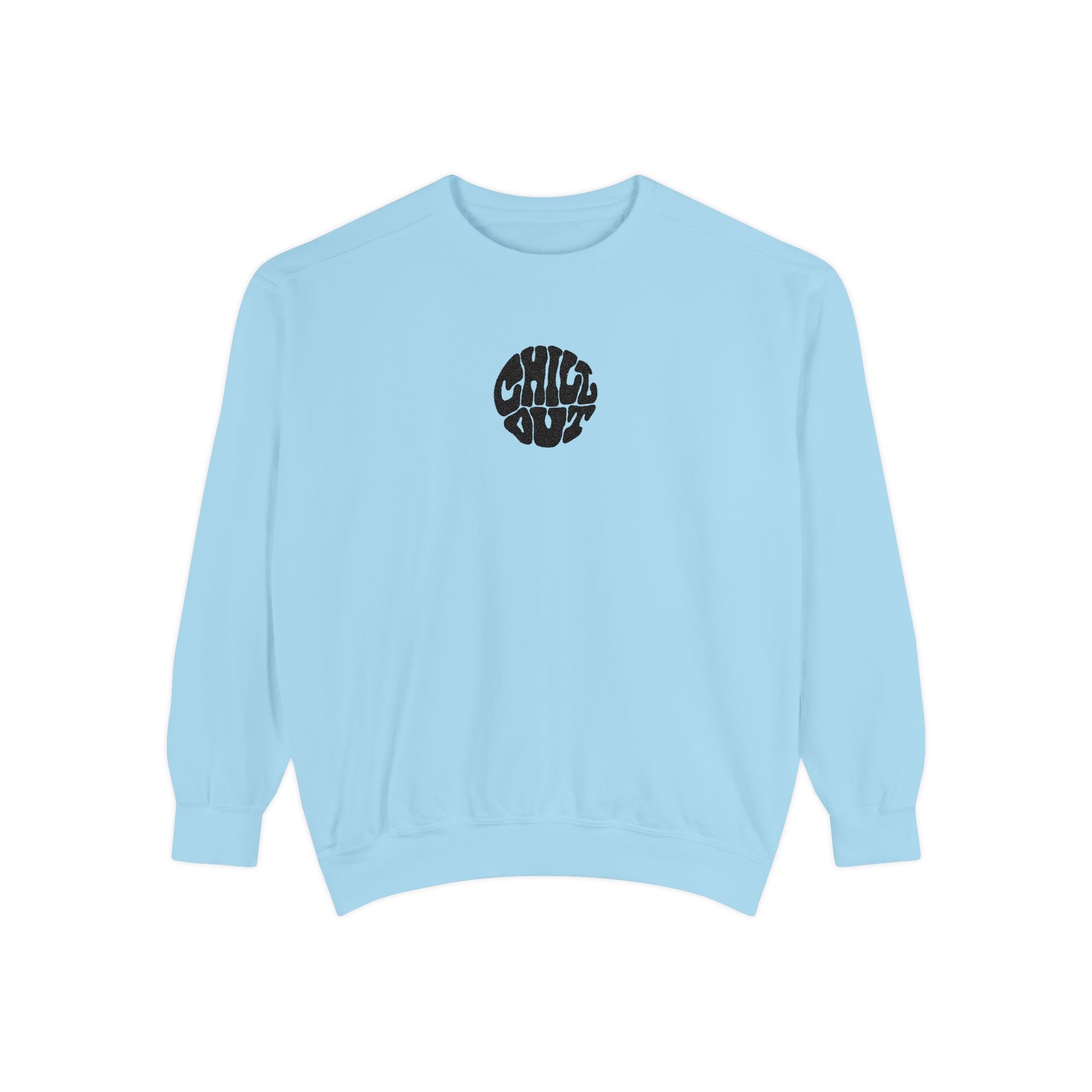 Chill Out Circle Sweatshirt – Minimal Retro Graphic Crewneck | Unisex Comfort