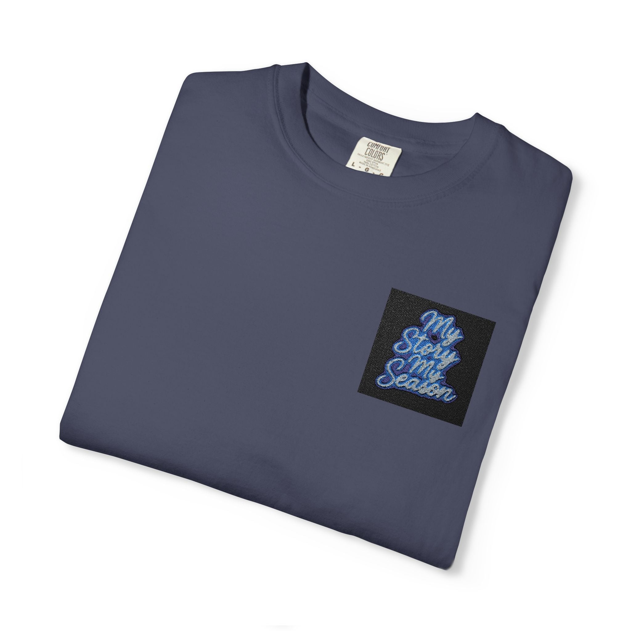 Sequin Dolphin Pocket Tee — Reversible Blue Sequin Graphic T-Shirt