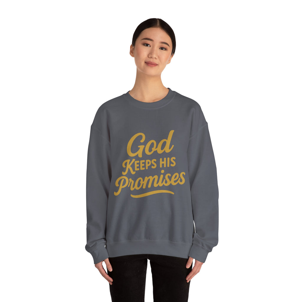 Christian Crewneck Sweatshirt — "God Keeps His Promises" Inspirational Pullover