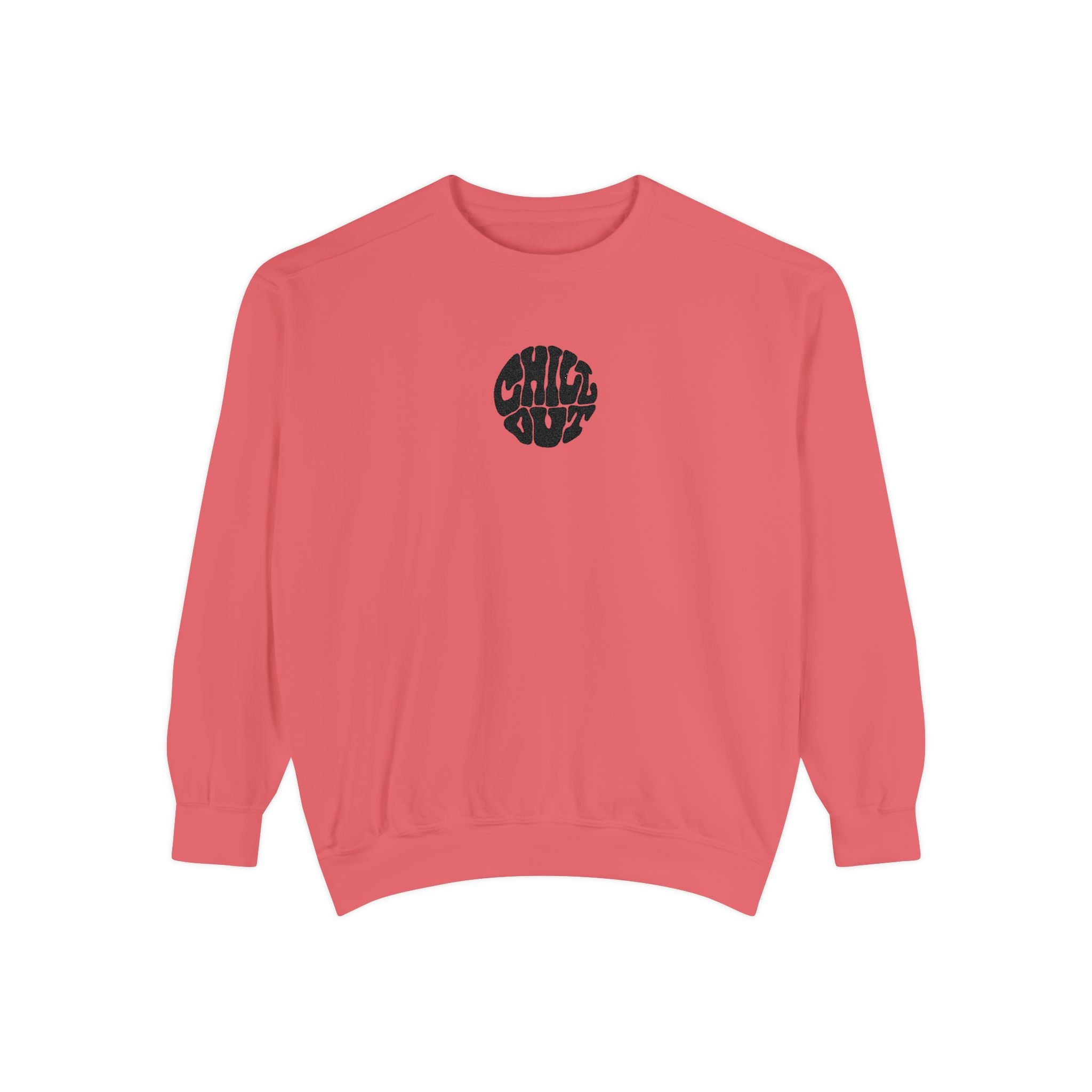 Chill Out Circle Sweatshirt – Minimal Retro Graphic Crewneck | Unisex Comfort