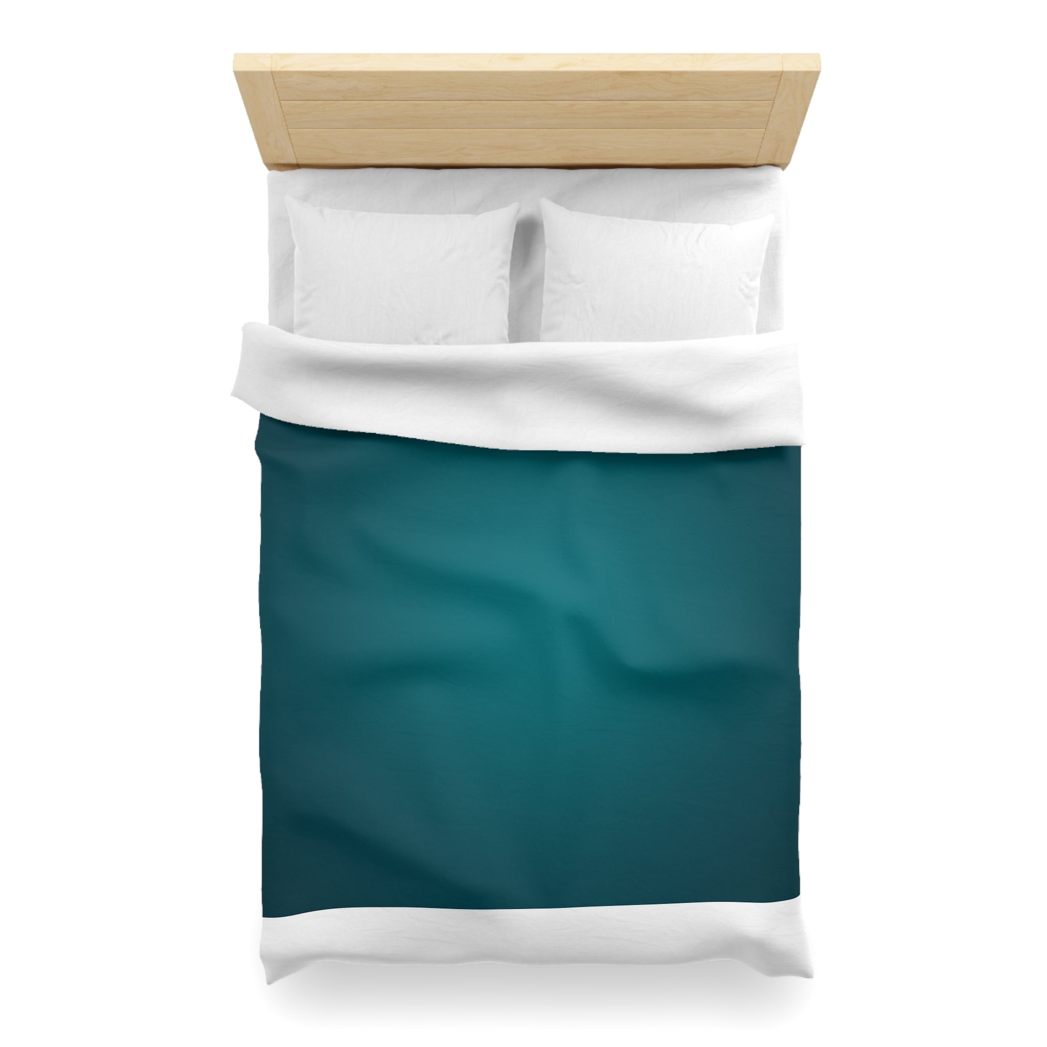 Teal Ombre Microfiber Duvet Cover — Modern Solid Color Bedroom Bedding