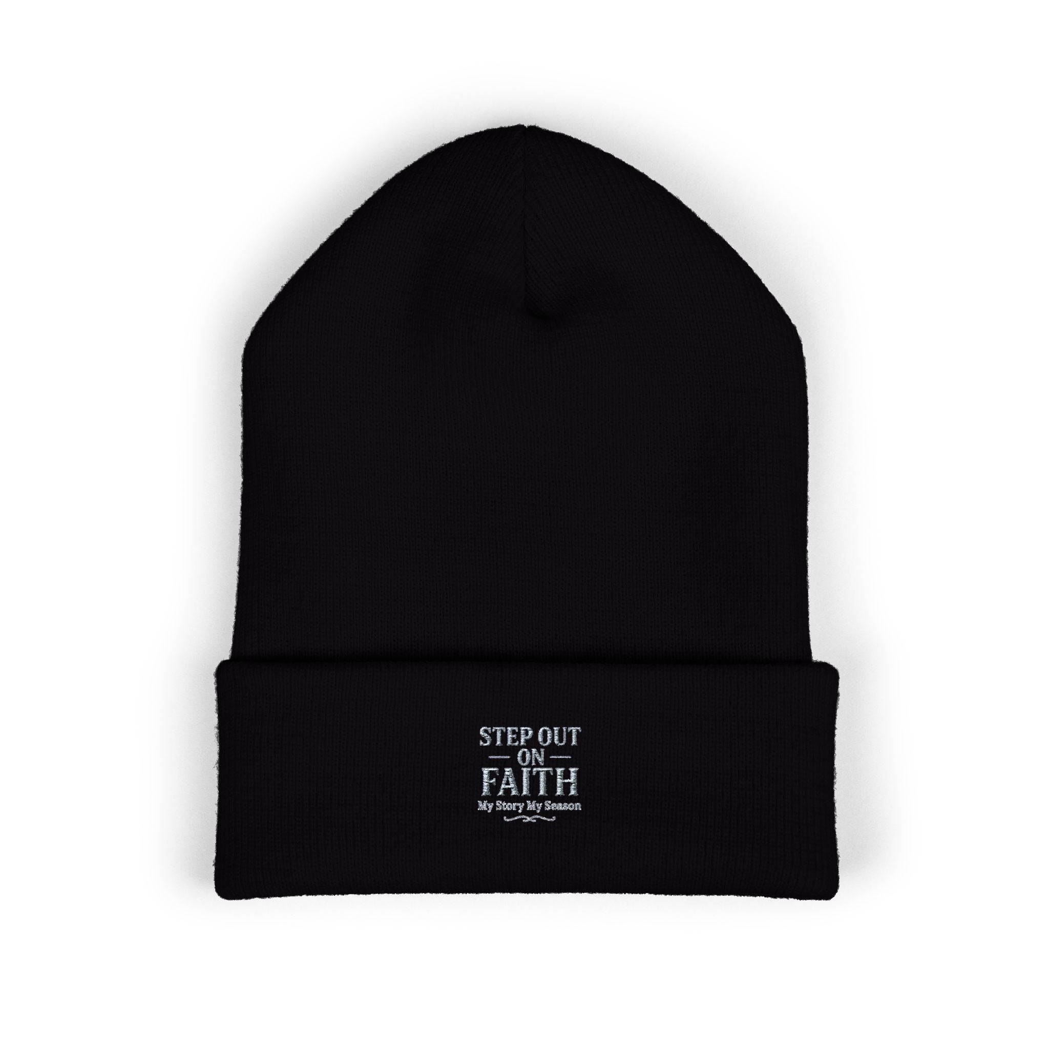 Embroidered “Step Out in Faith” Cuffed Beanie