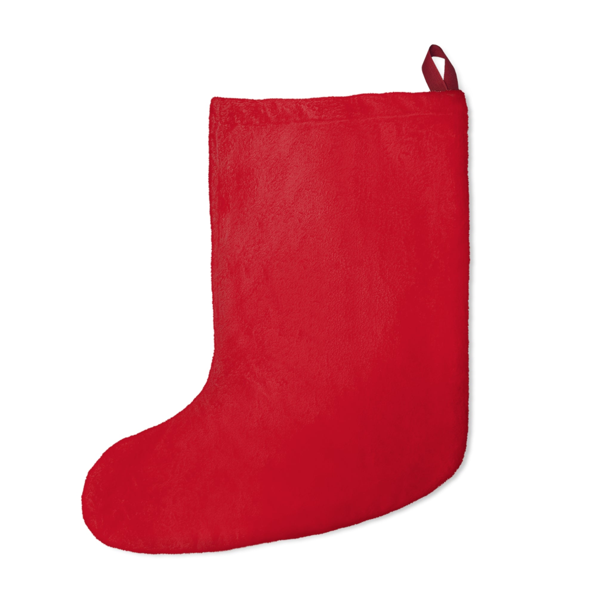 Merry Christmas Red Velvet Stocking with Bells & Snowflakes