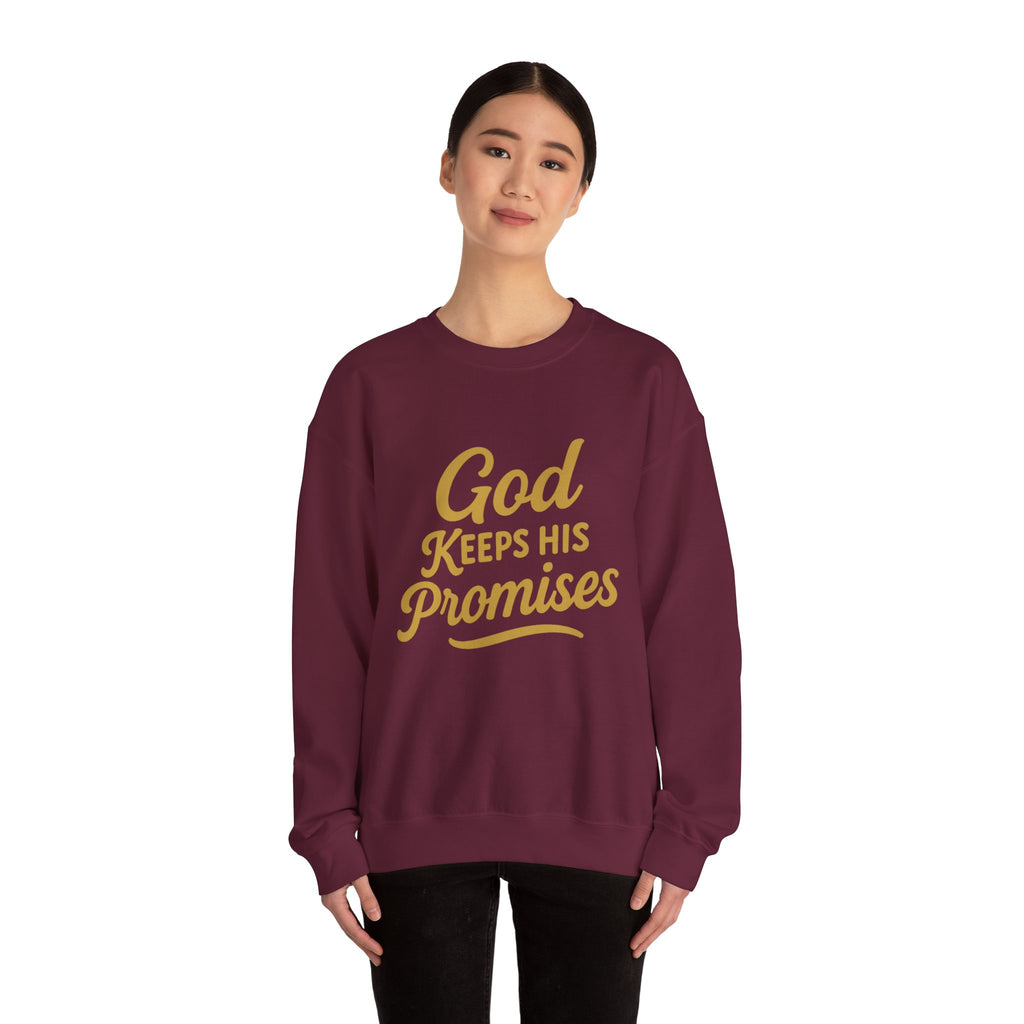 Religious Sweatshirt — "God Keeps His Promises" Crewneck Christian Pullover