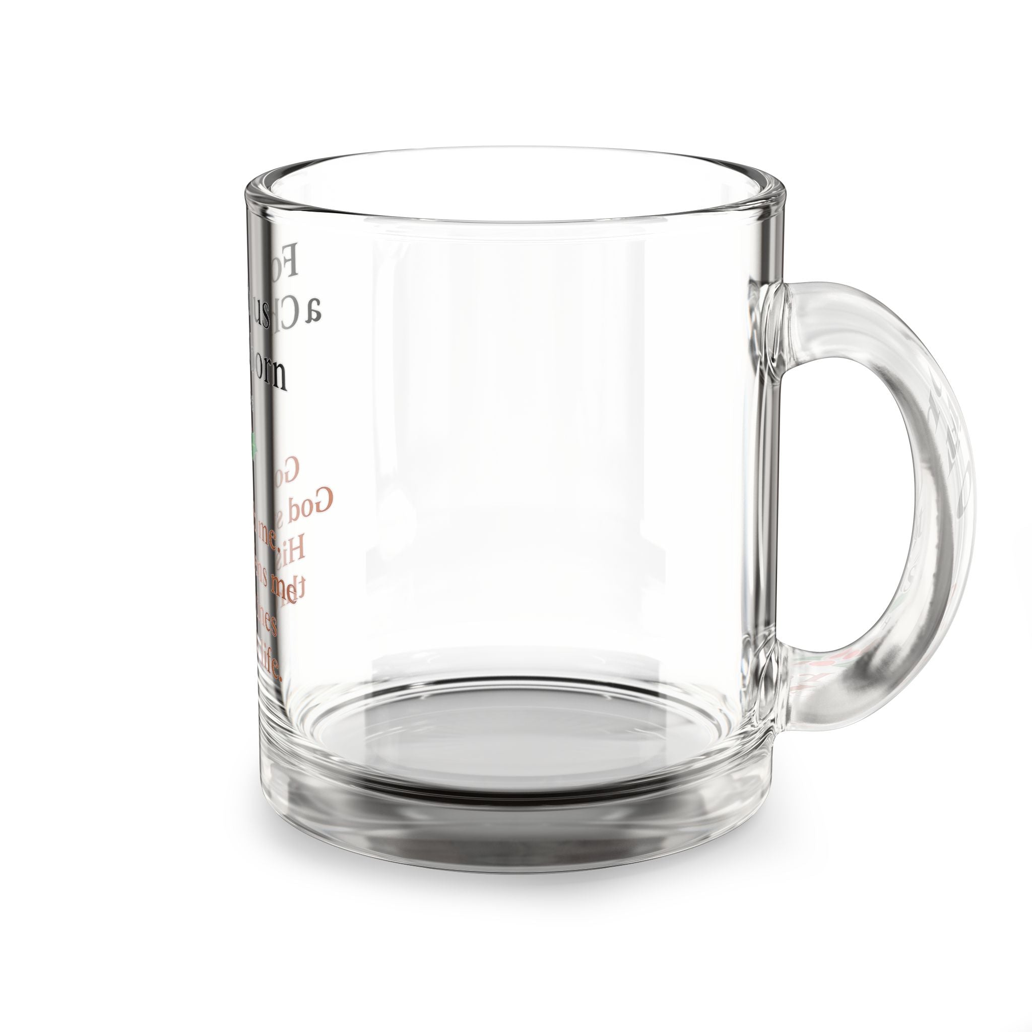 Glass Mug — "For unto us a Child is born" Isaiah 9:6 Christmas Prayer Mug