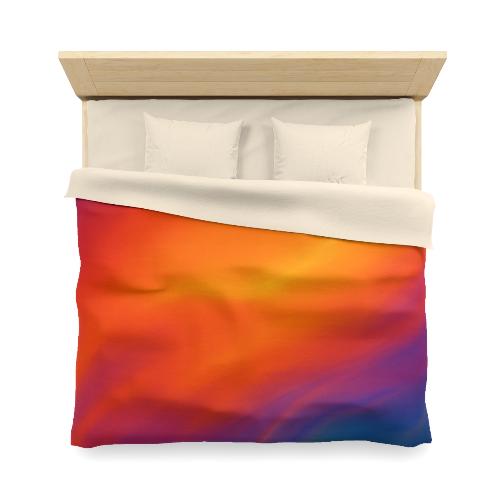 Vibrant Sunset Gradient Duvet Cover — Bold Orange to Deep Blue Microfiber