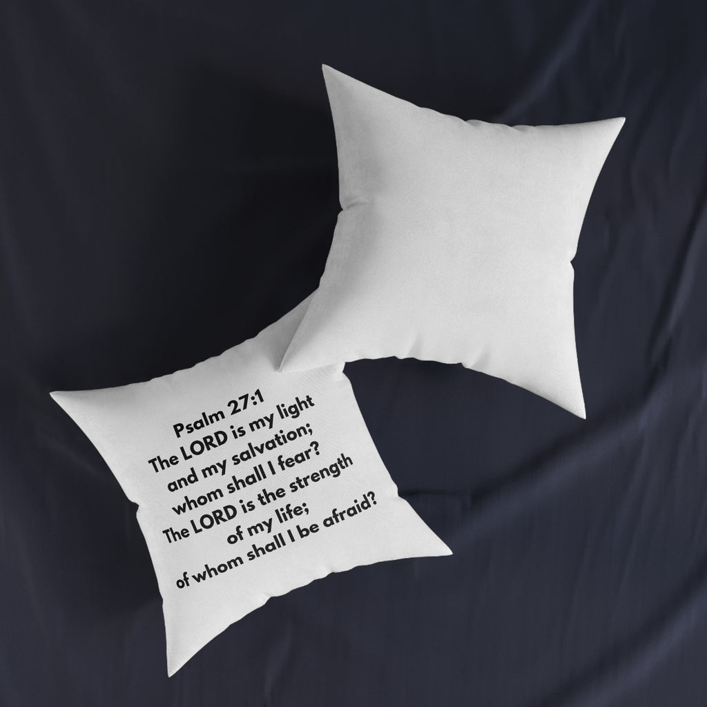 Psalm 27:1 Scripture Square Pillow — "The LORD is my light" Christian Decorative Pillow