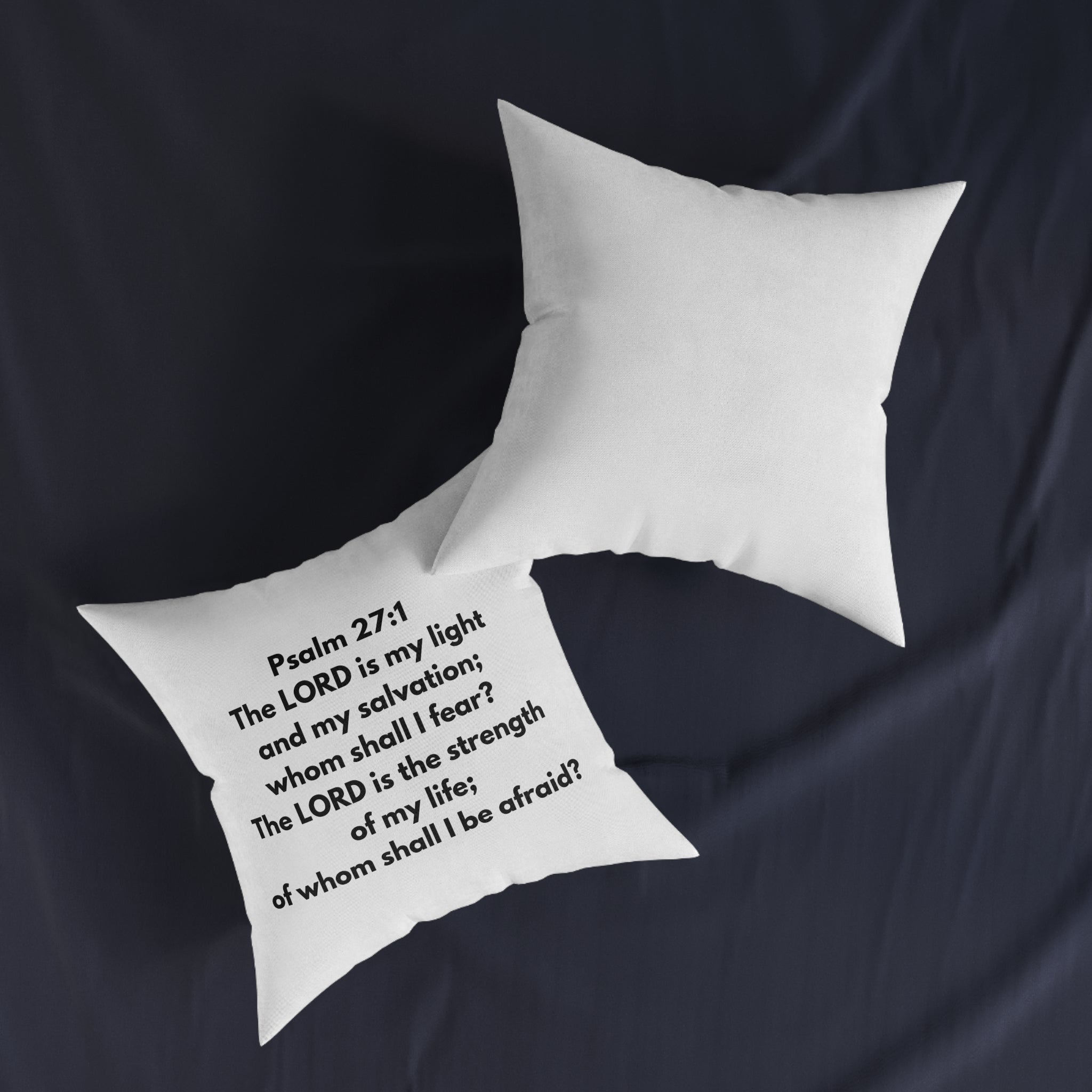Psalm 27:1 Scripture Square Pillow — "The LORD is my light" Christian Decorative Pillow
