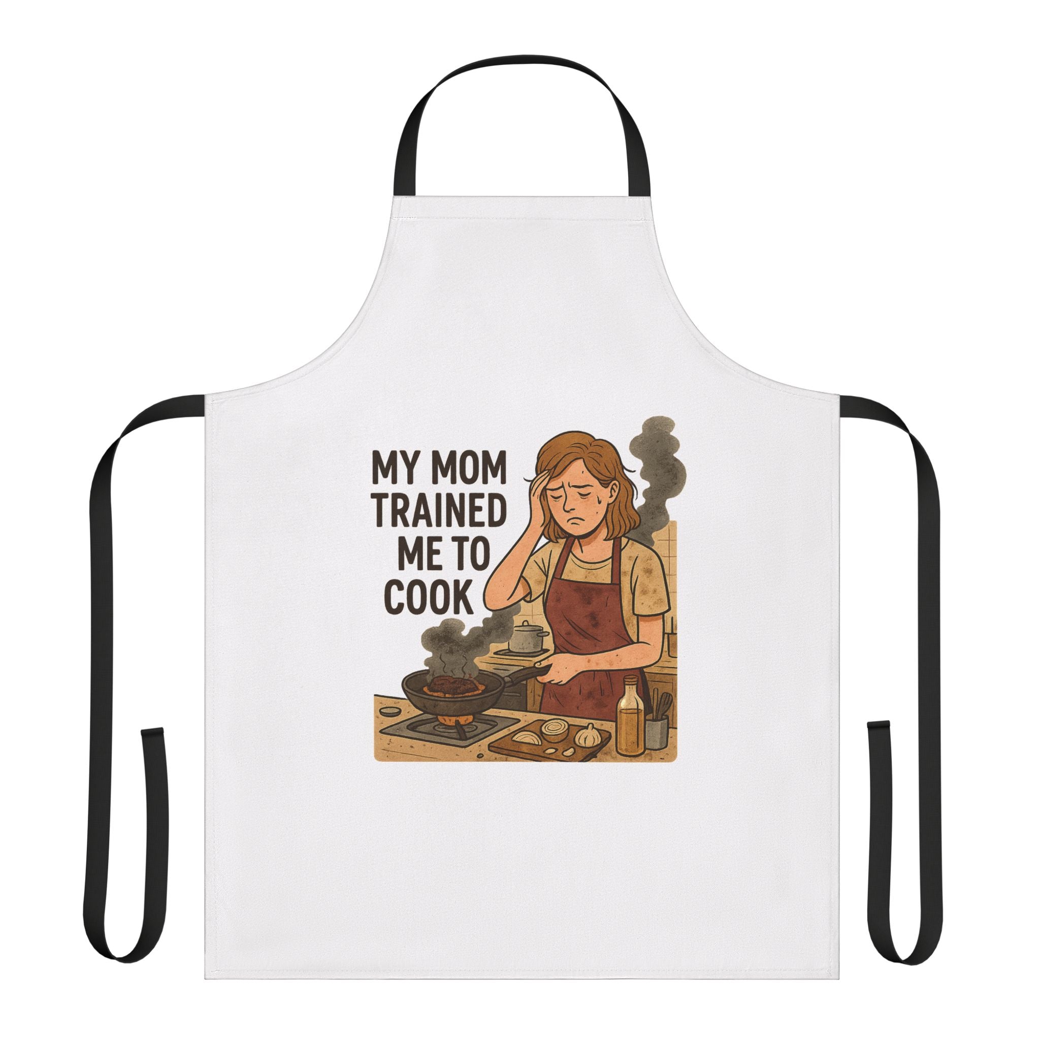 My Mom Trained Me to Cook Apron — Funny Retro Chef Gift for Home Cooks & Mothers' Day