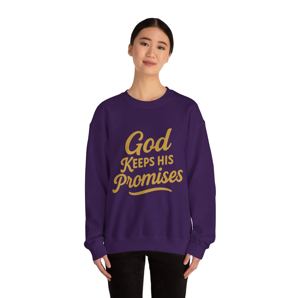 Christian Crewneck Sweatshirt — "God Keeps His Promises" Inspirational Pullover