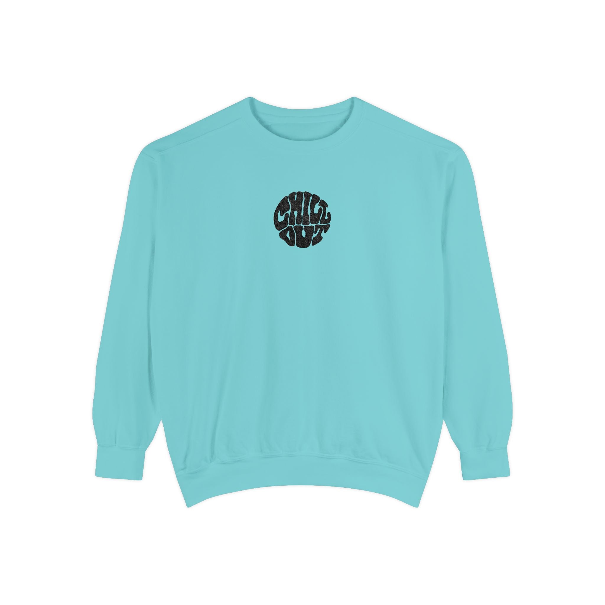 Chill Out Circle Sweatshirt – Minimal Retro Graphic Crewneck | Unisex Comfort
