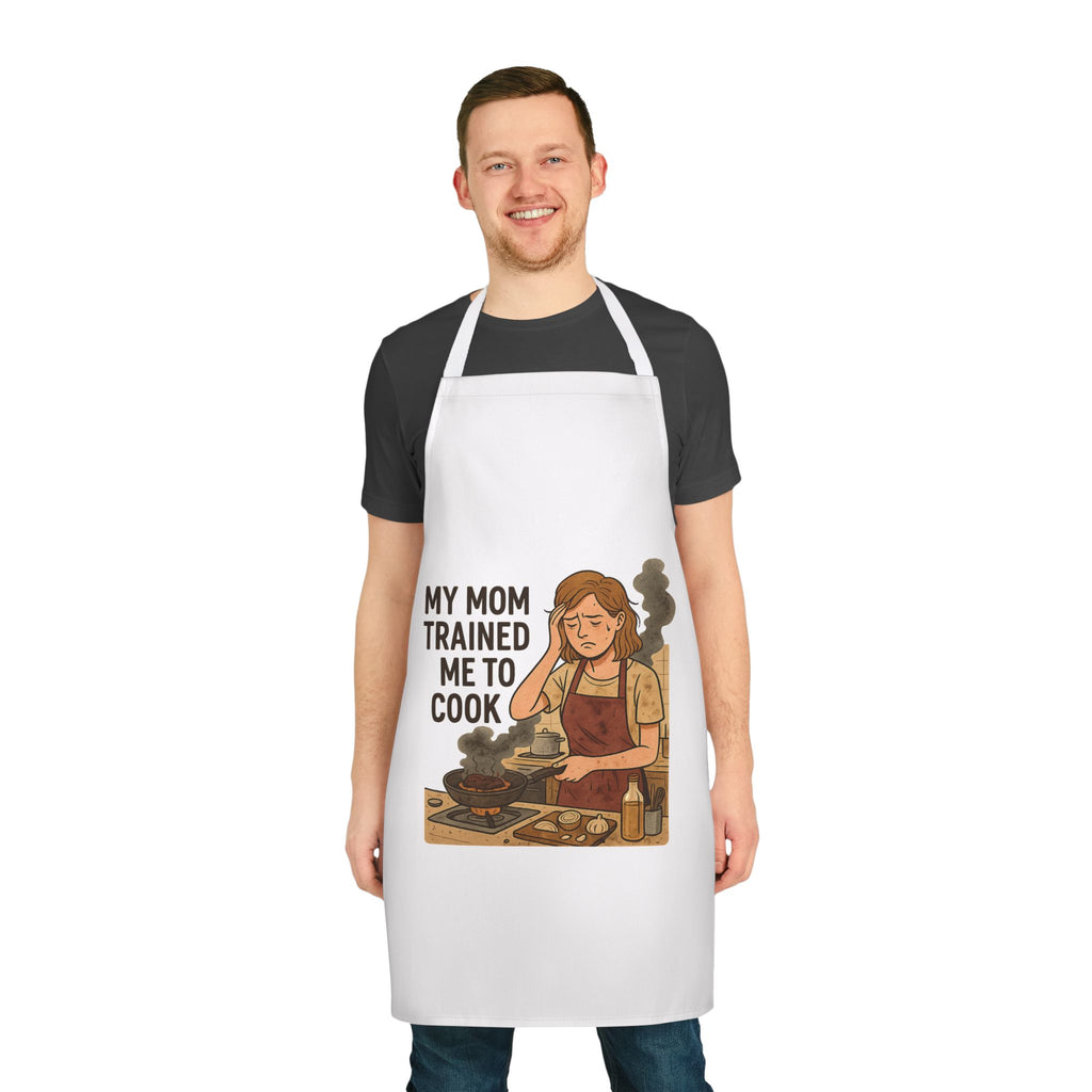 My Mom Trained Me to Cook Apron — Funny Retro Chef Gift for Home Cooks & Mothers' Day