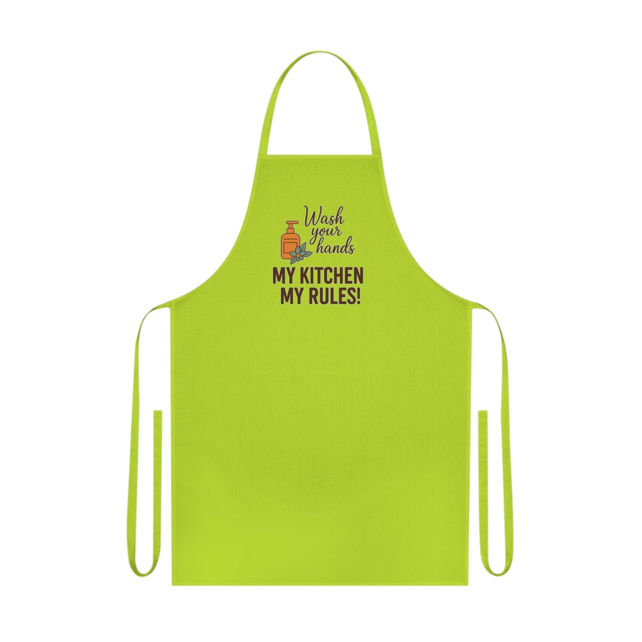My Kitchen My Rules Cotton Apron — Funny Chef Apron with 'Wash Your Hands' Design