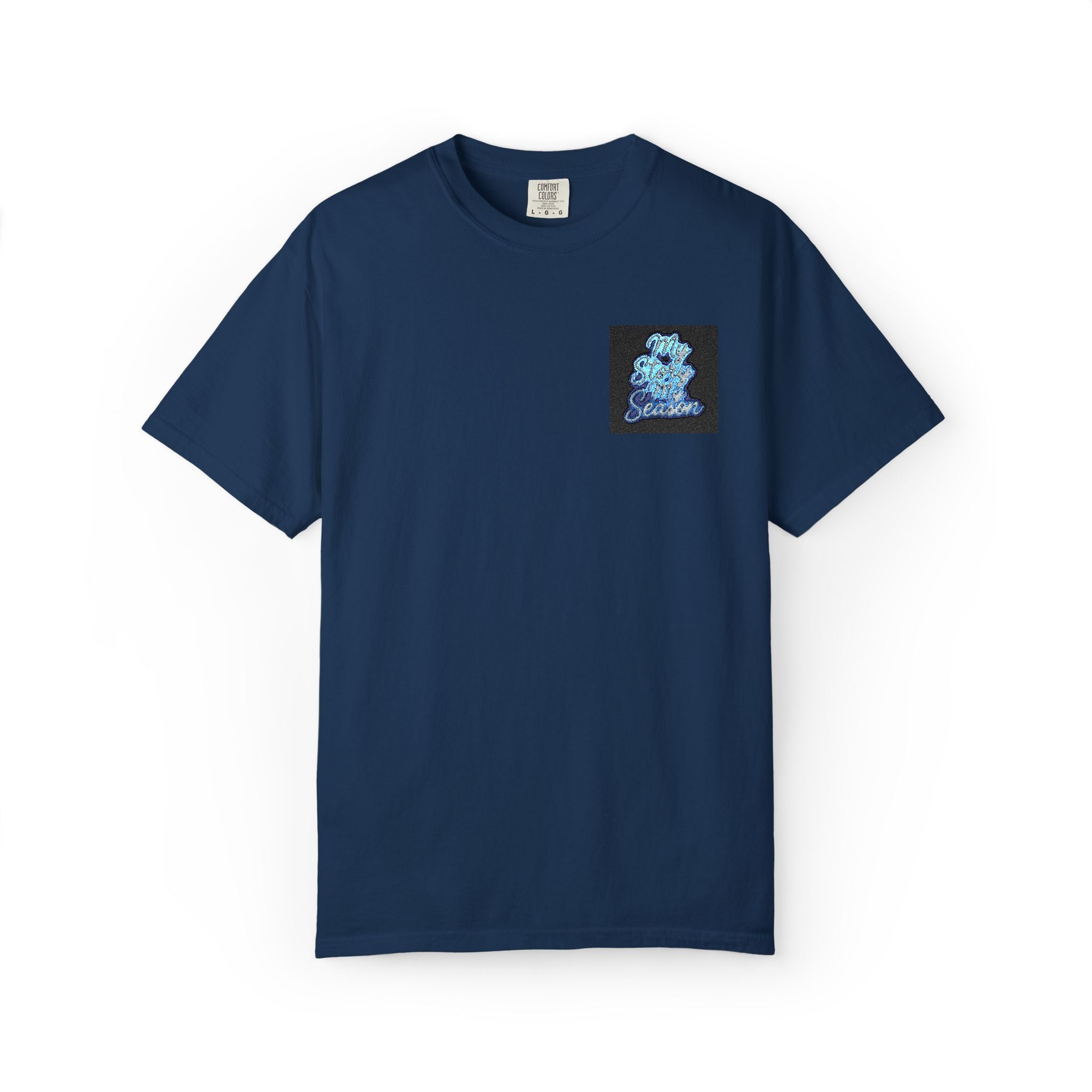Sequin Dolphin Pocket Tee — Reversible Blue Sequin Graphic T-Shirt