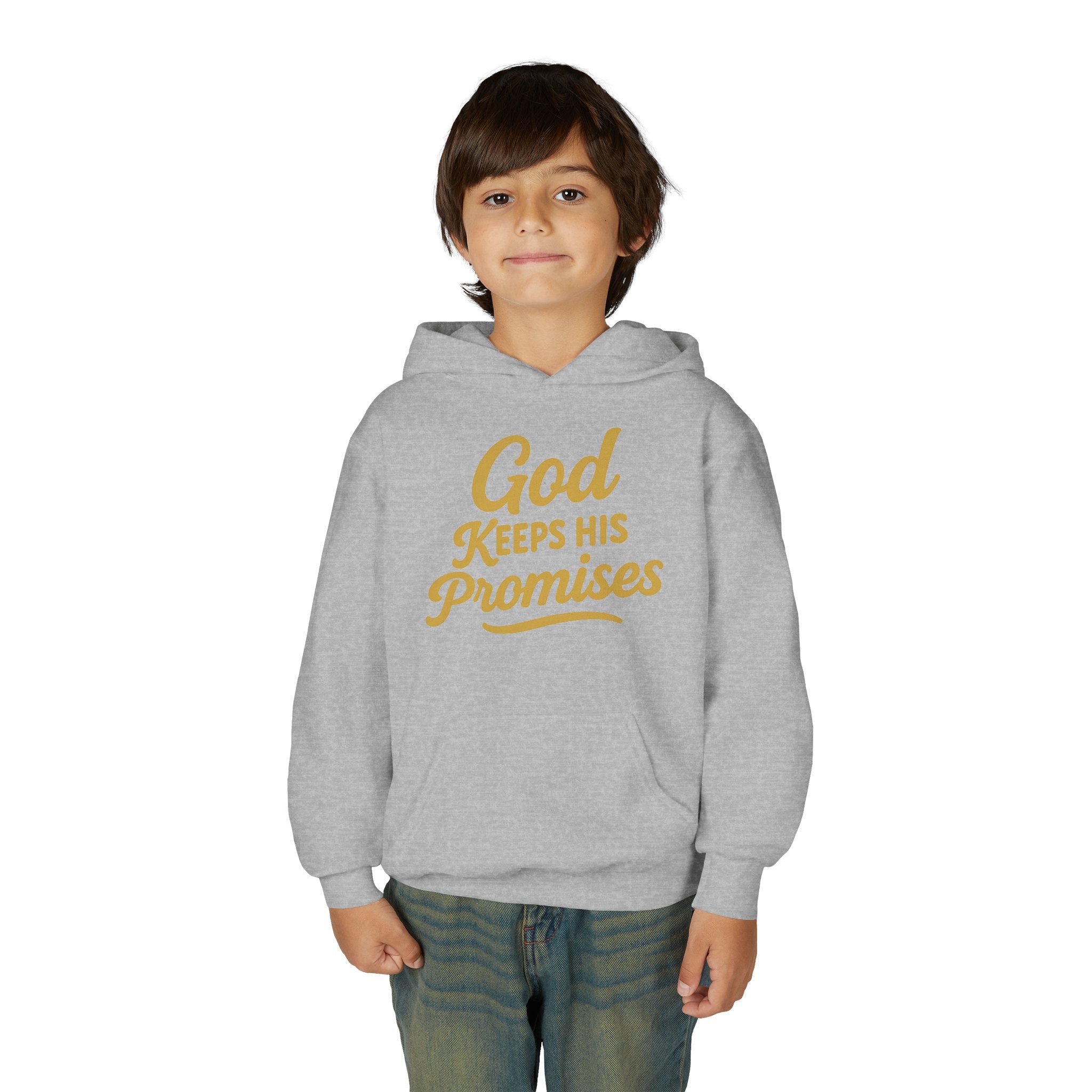 Youth Hoodie — "God Keeps His Promises" Inspirational Faith Sweatshirt