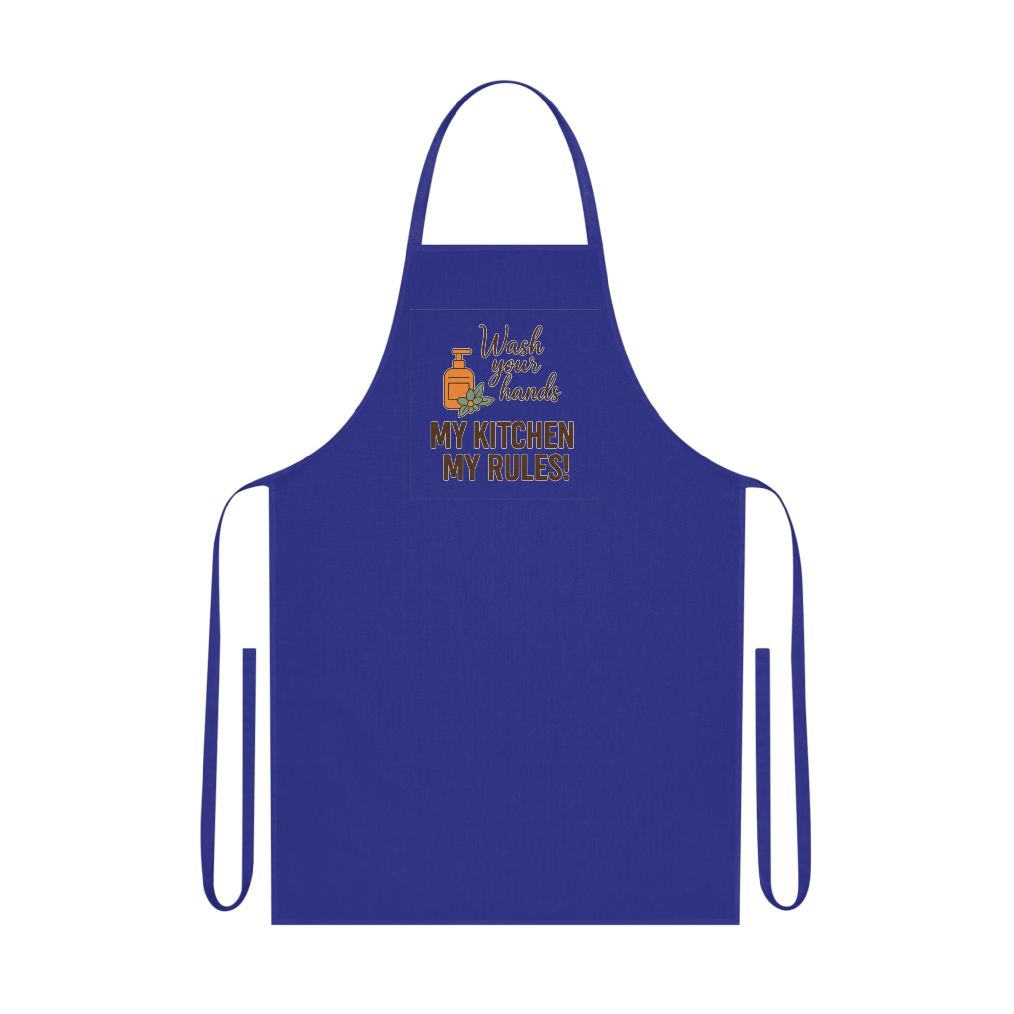 My Kitchen My Rules Cotton Apron — Funny Chef Apron with 'Wash Your Hands' Design