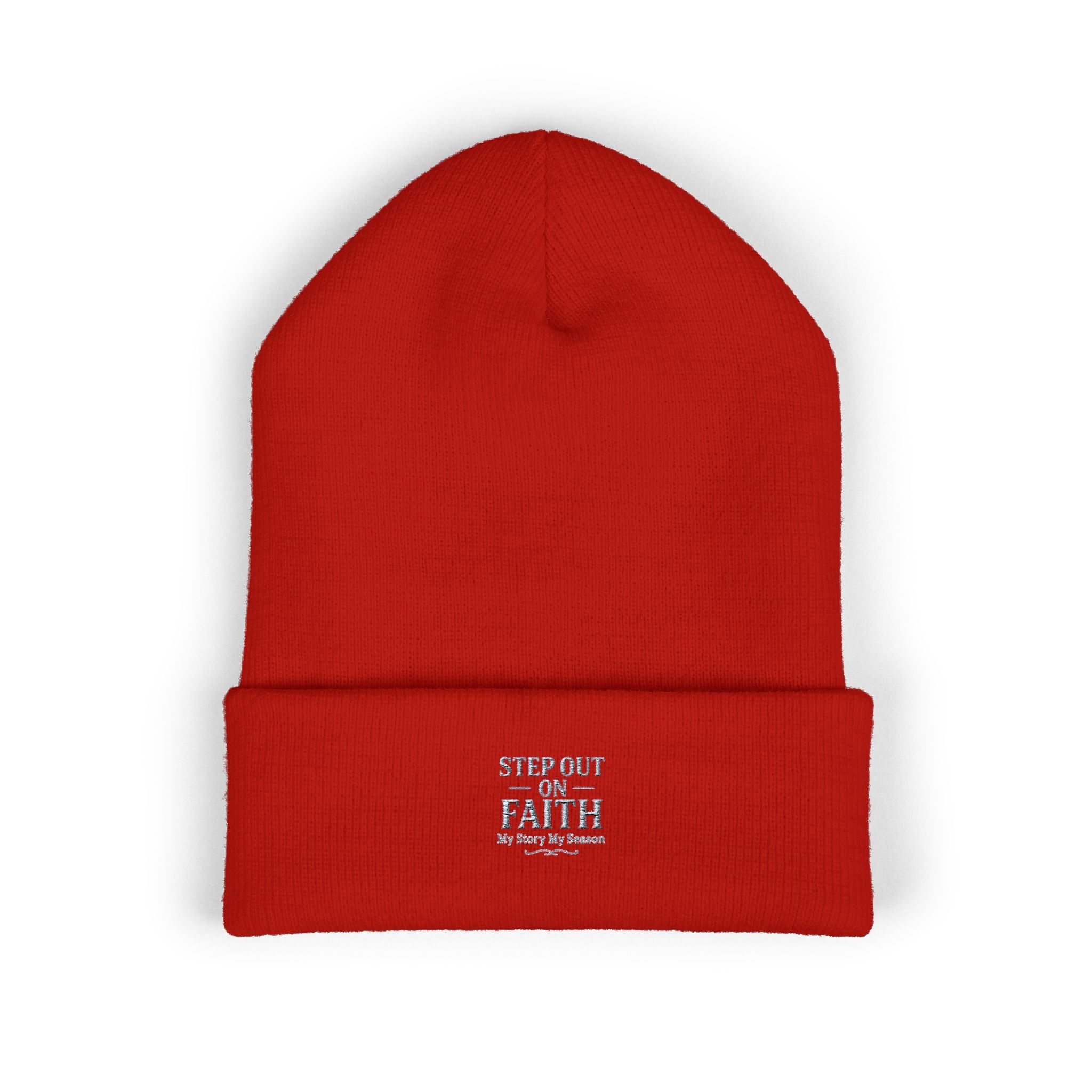 Embroidered “Step Out in Faith” Cuffed Beanie