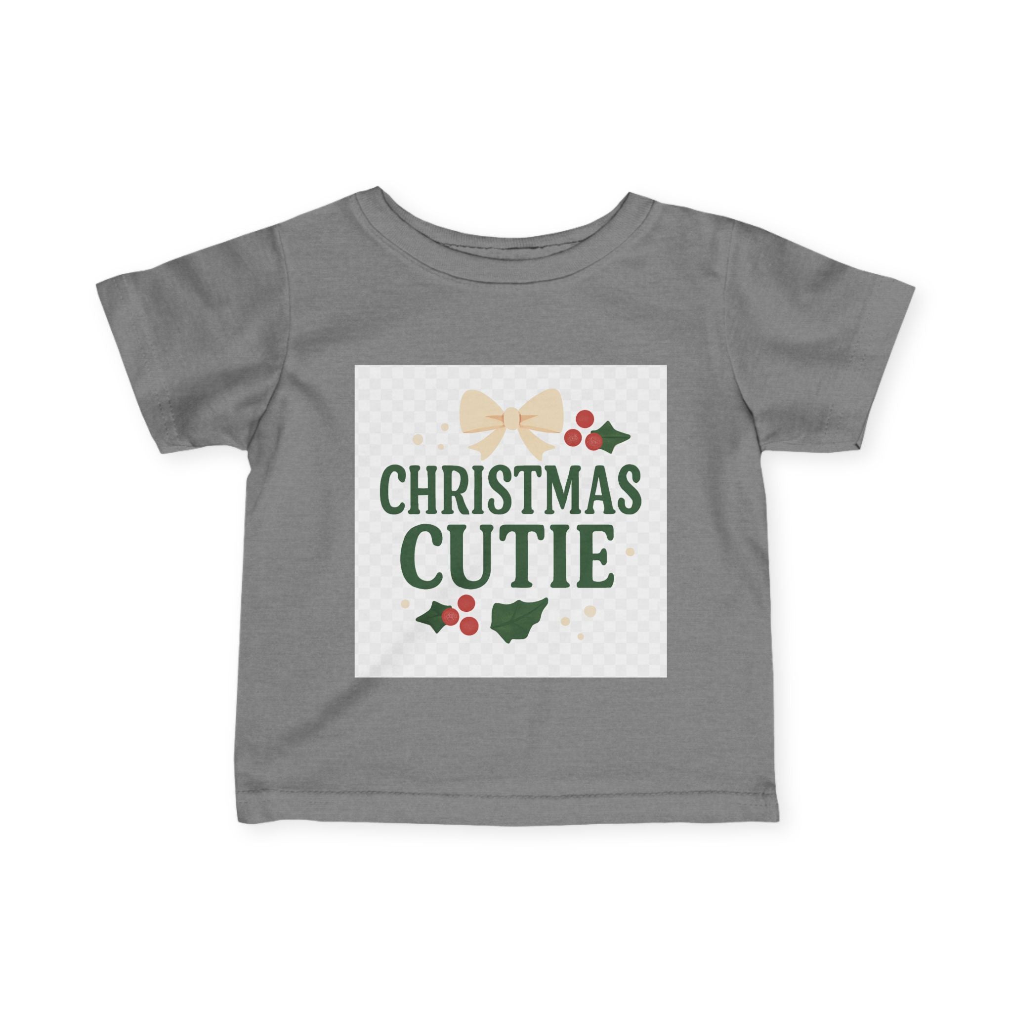 Christmas Cutie Infant Tee – Festive Baby Holiday Shirt with Bow & Holly