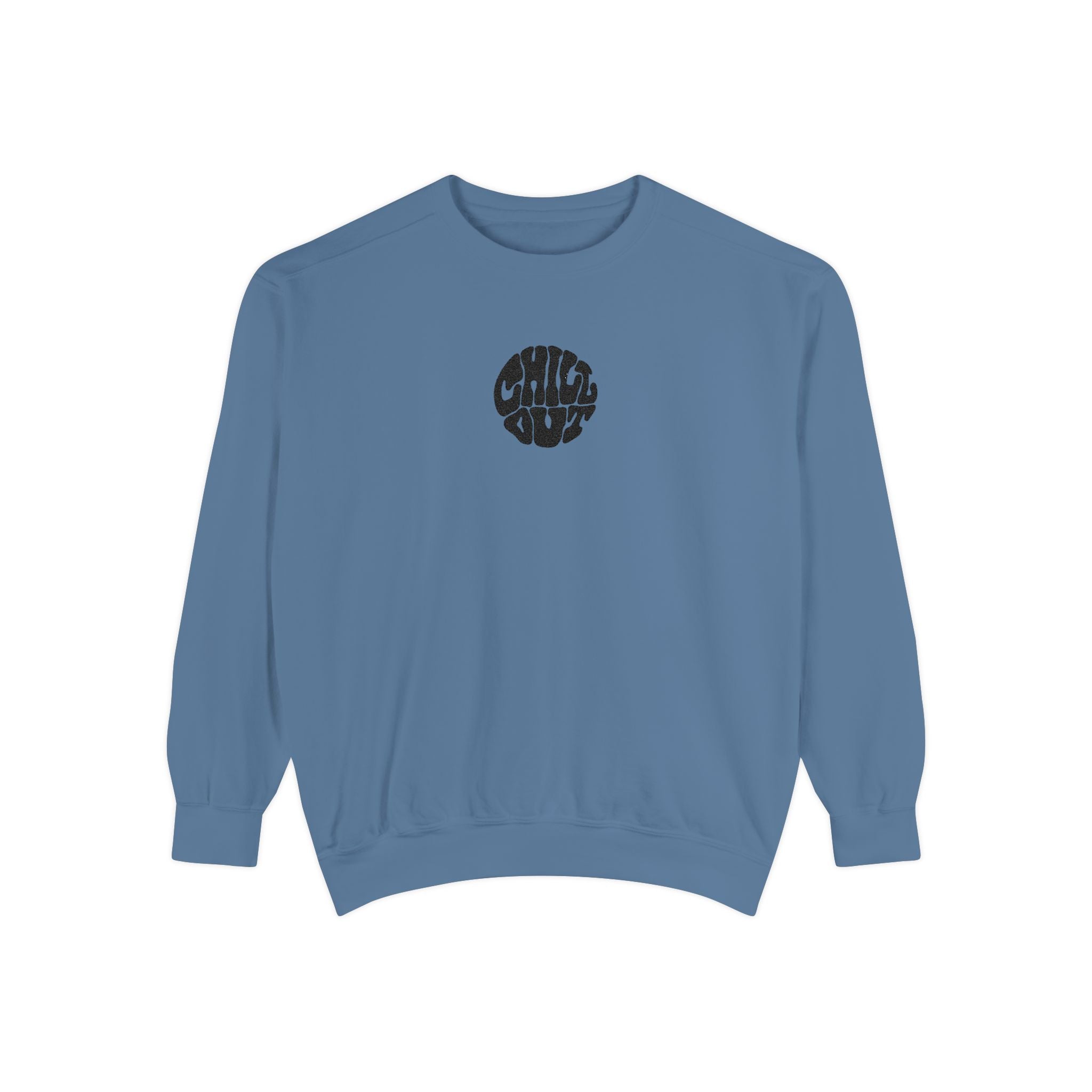 Chill Out Circle Sweatshirt – Minimal Retro Graphic Crewneck | Unisex Comfort