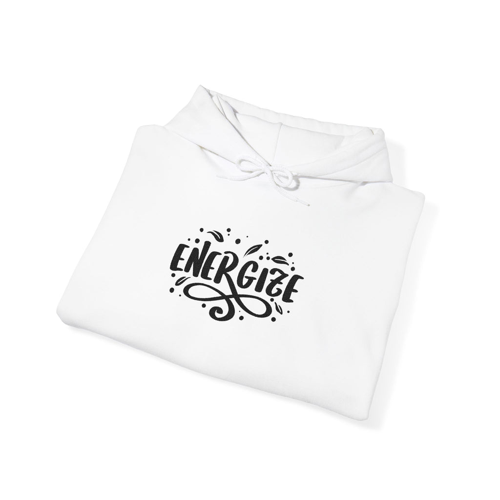 Energize Script Hoodie – Motivational White Pullover