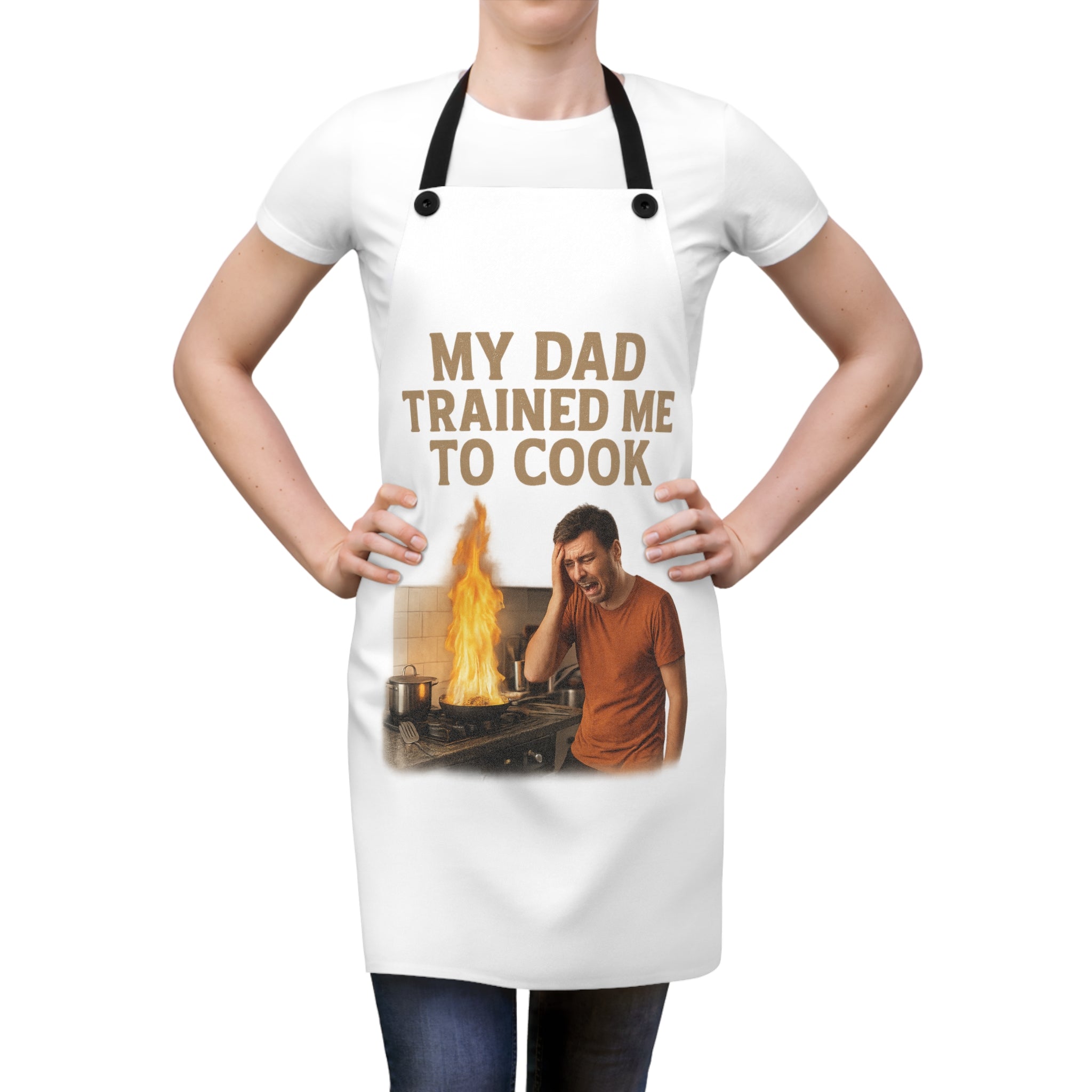 Apron — "My Dad Trained Me to Cook" Funny Chef Apron for Dads & Home Cooks