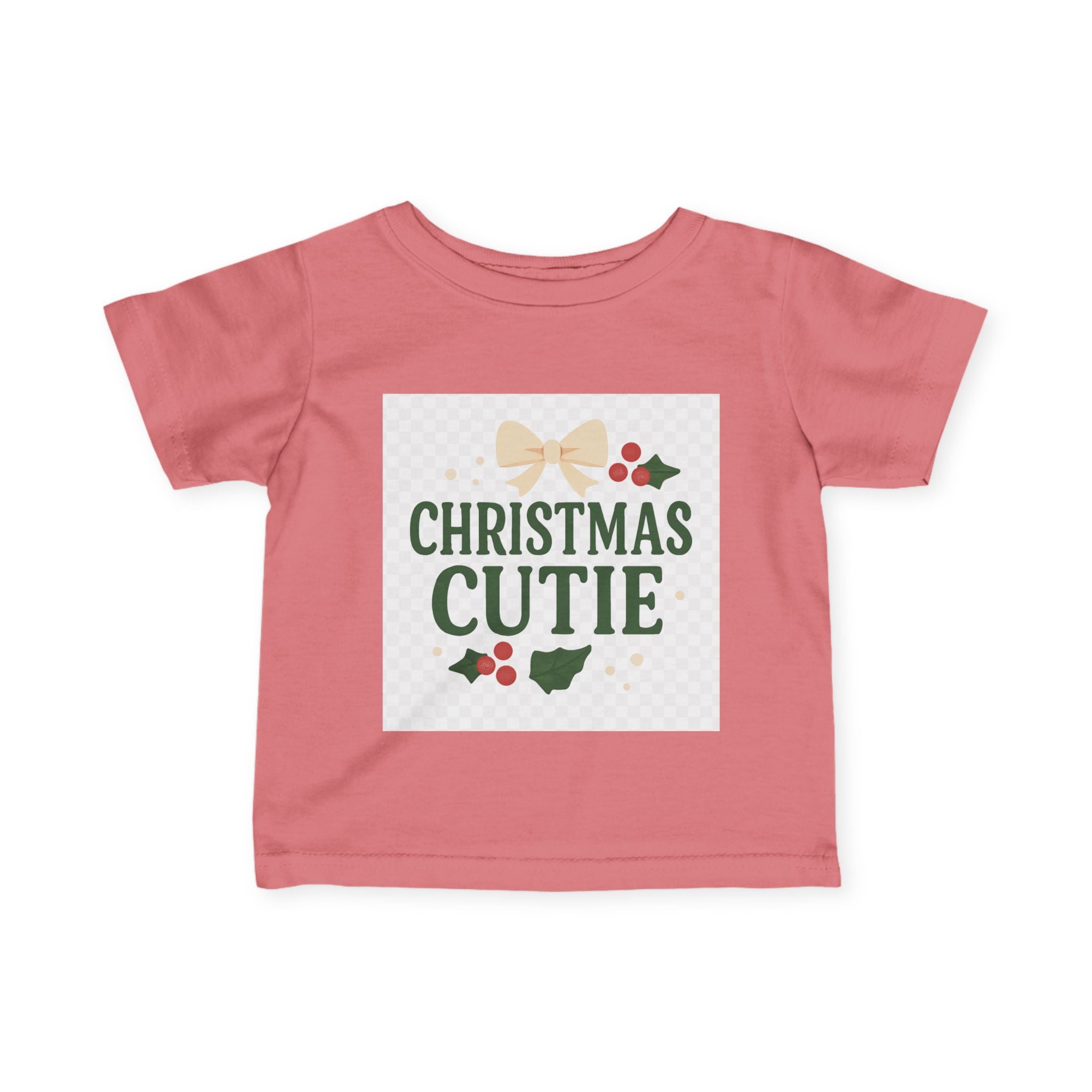 Christmas Cutie Infant Tee – Festive Baby Holiday Shirt with Bow & Holly
