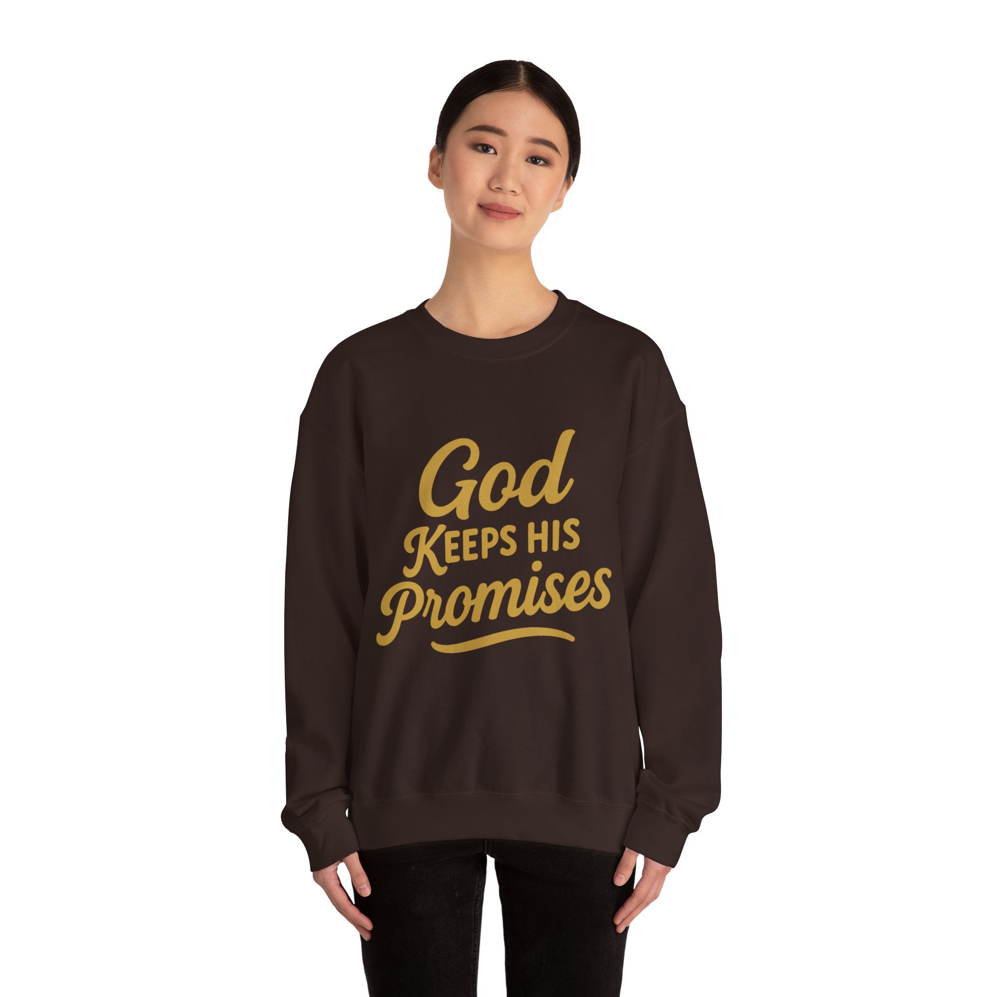 Christian Crewneck Sweatshirt — "God Keeps His Promises" Inspirational Pullover
