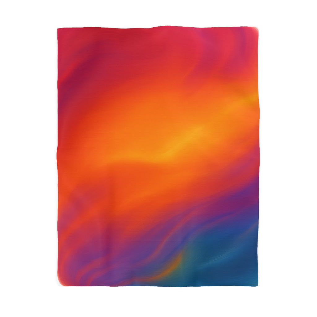 Vibrant Sunset Gradient Duvet Cover — Bold Orange to Deep Blue Microfiber