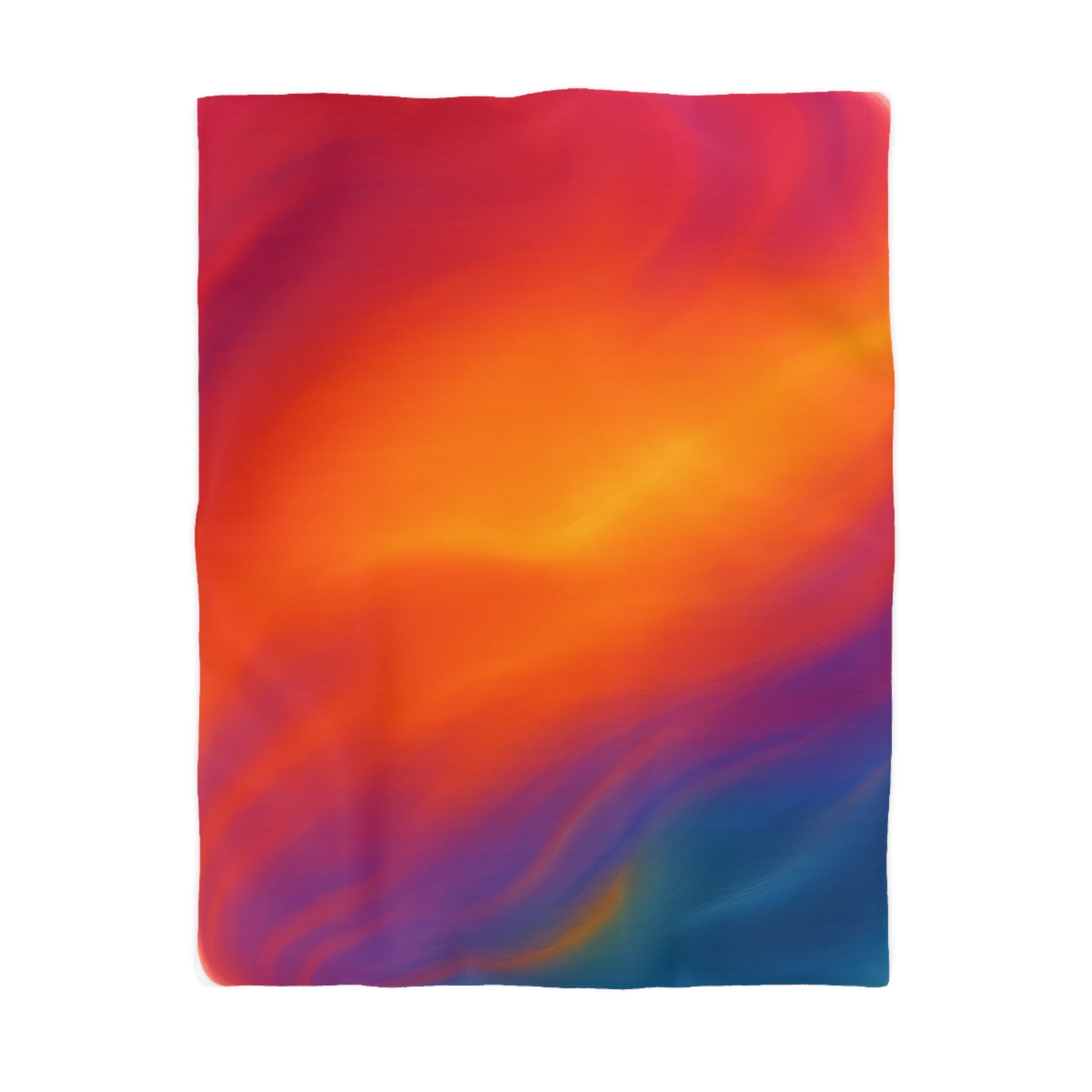 Vibrant Sunset Gradient Duvet Cover — Bold Orange to Deep Blue Microfiber