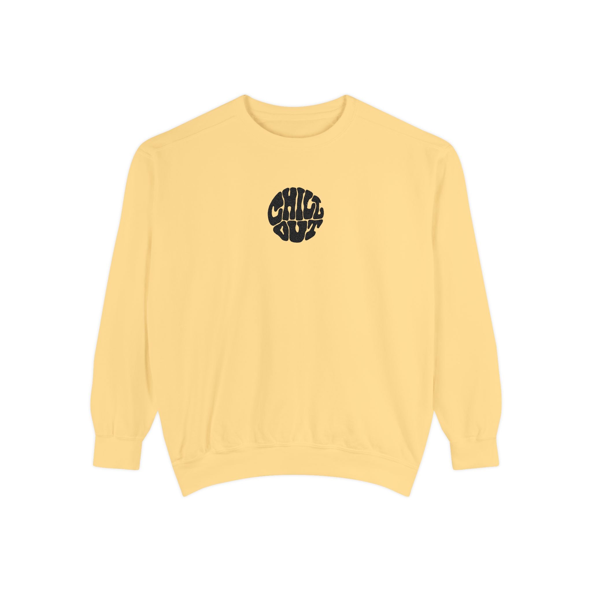 Chill Out Circle Sweatshirt – Minimal Retro Graphic Crewneck | Unisex Comfort