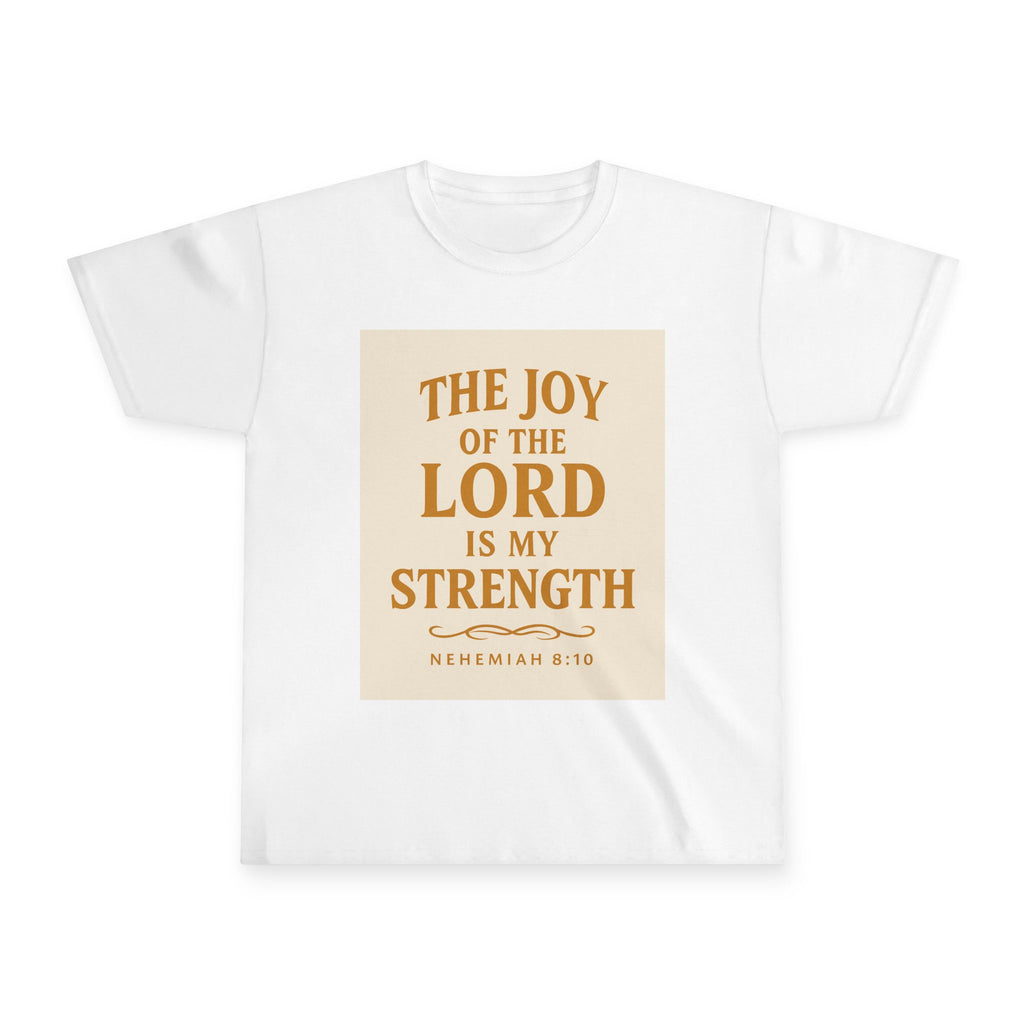 Youth Tee — "The Joy of the Lord Is My Strength" Inspirational Bible Verse Shirt