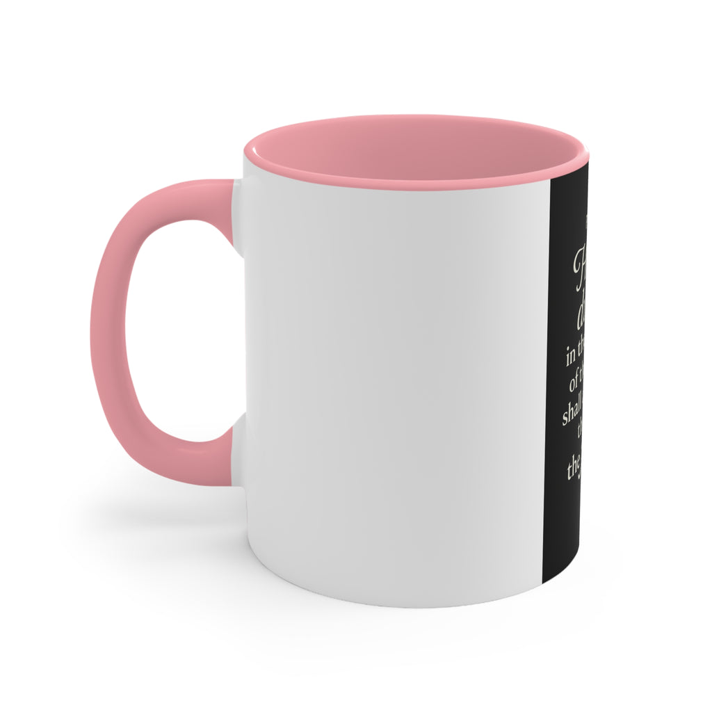 Psalm 91:1 Accent Mug — He That Dwelleth Inspirational Pink-Trim Coffee Cup