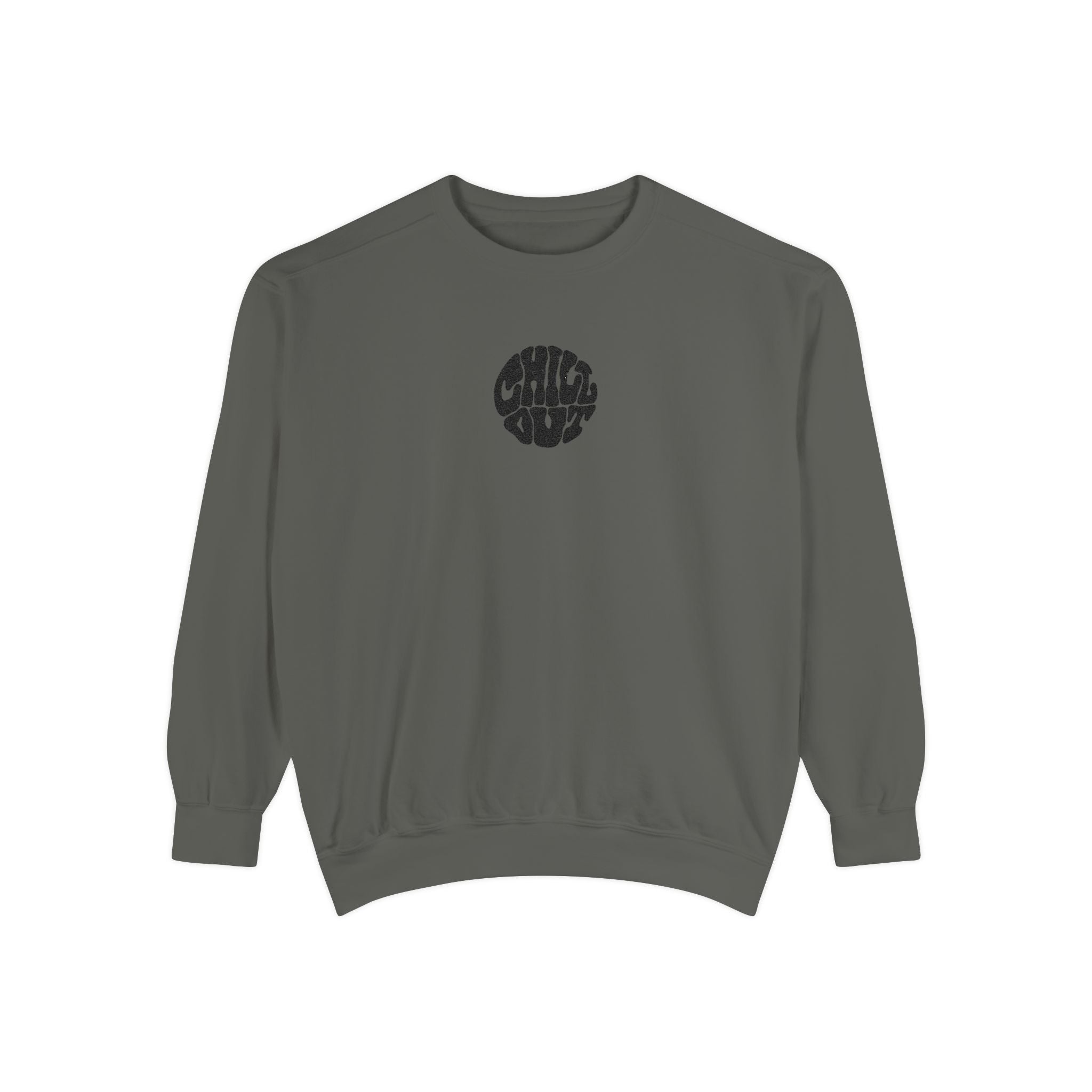 Chill Out Circle Sweatshirt – Minimal Retro Graphic Crewneck | Unisex Comfort