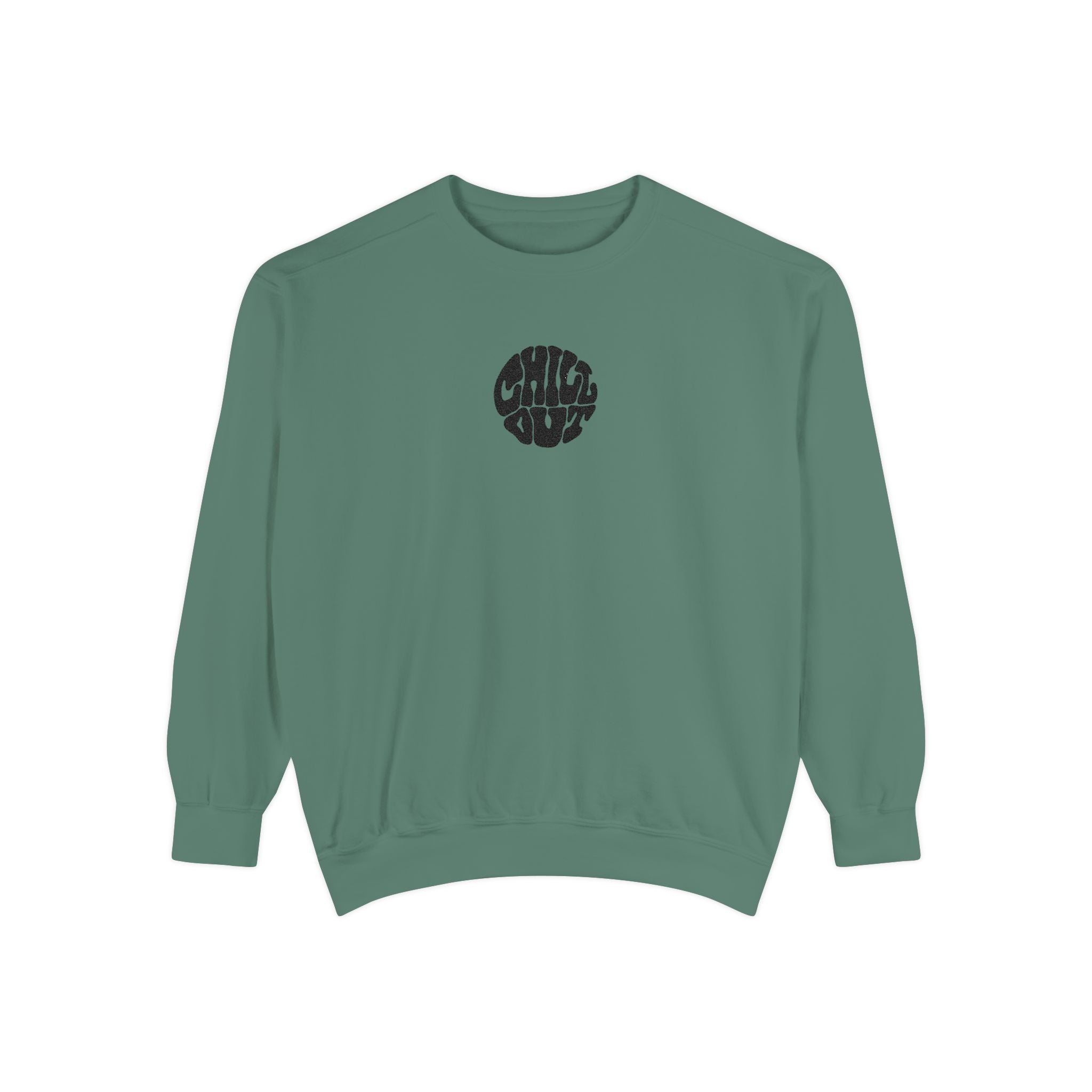 Chill Out Circle Sweatshirt – Minimal Retro Graphic Crewneck | Unisex Comfort