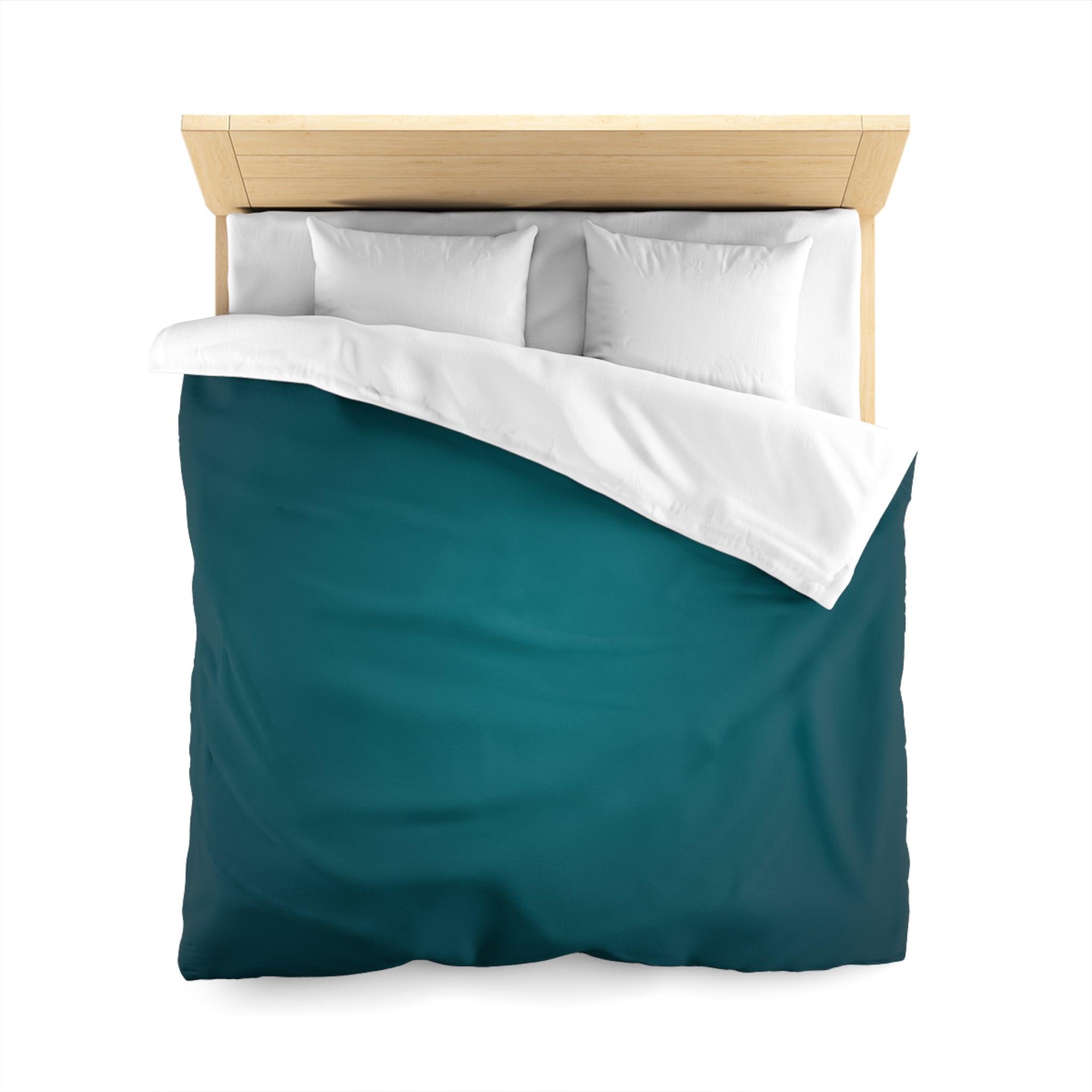 Teal Ombre Microfiber Duvet Cover — Modern Solid Color Bedroom Bedding