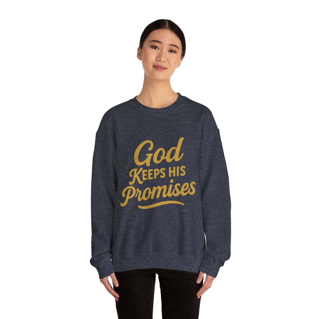 Christian Crewneck Sweatshirt — "God Keeps His Promises" Inspirational Pullover
