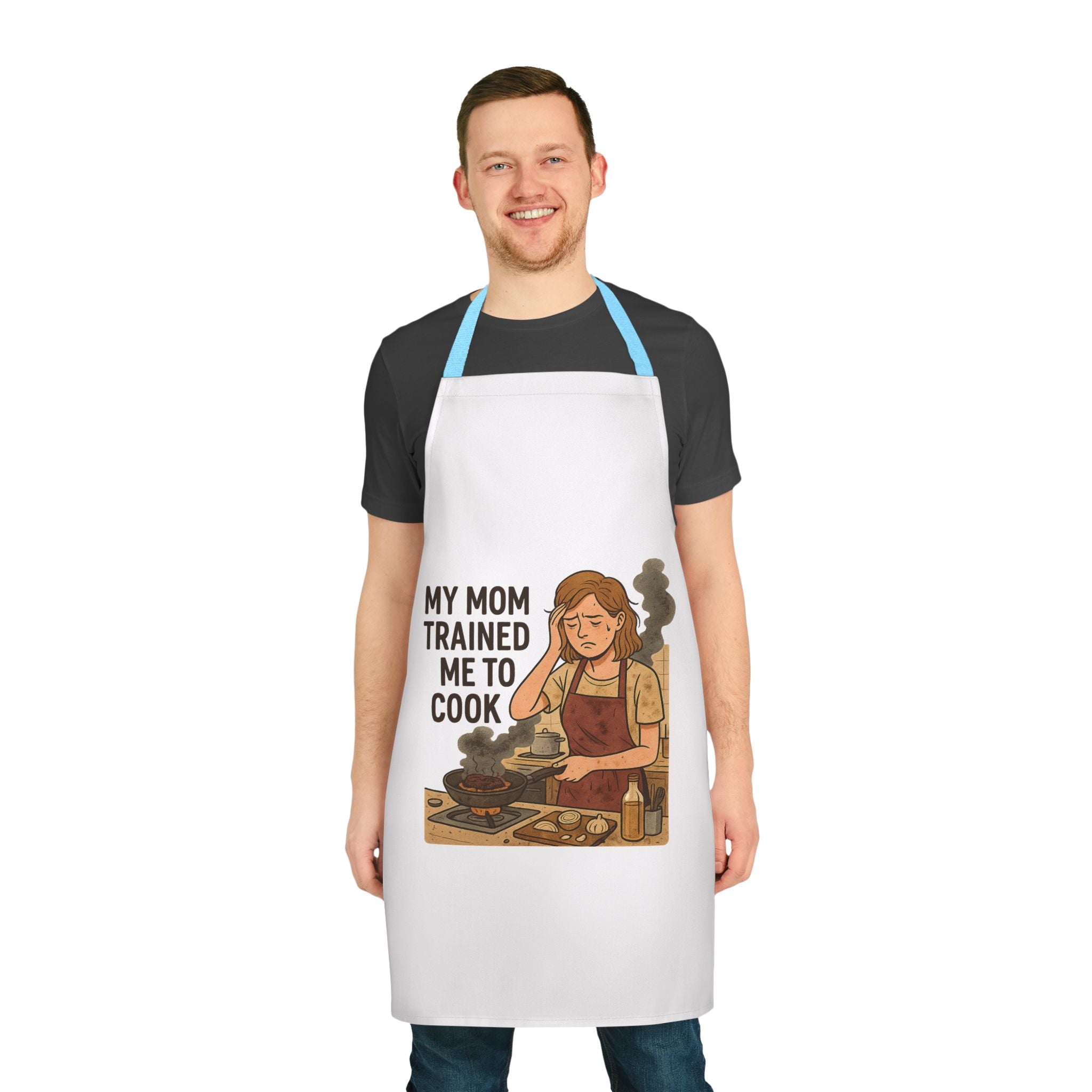 My Mom Trained Me to Cook Apron — Funny Retro Chef Gift for Home Cooks & Mothers' Day