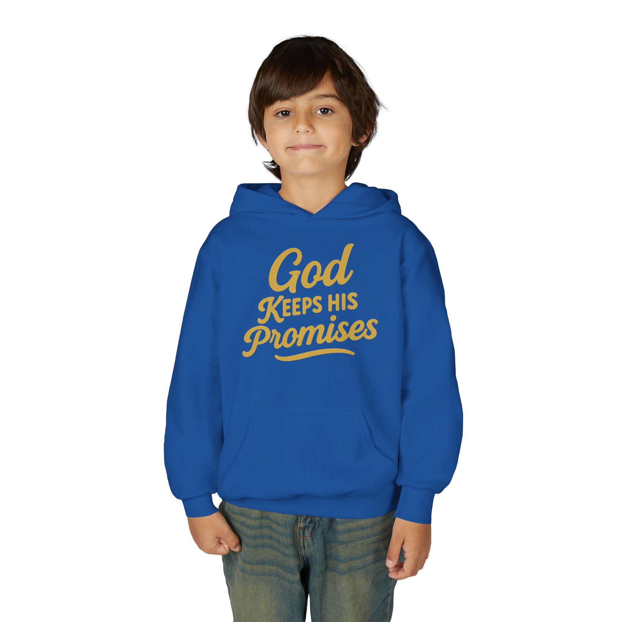 Youth Hoodie — "God Keeps His Promises" Inspirational Faith Sweatshirt