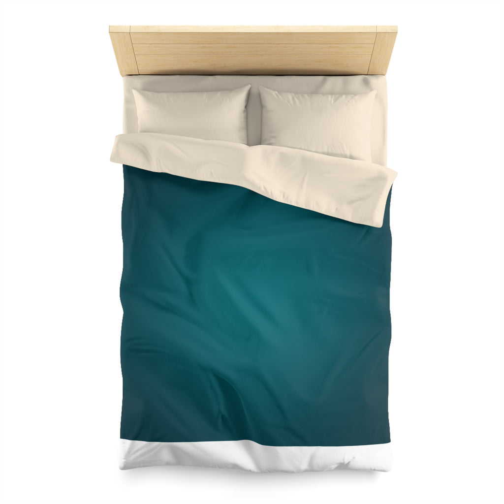 Teal Ombre Microfiber Duvet Cover — Modern Solid Color Bedroom Bedding