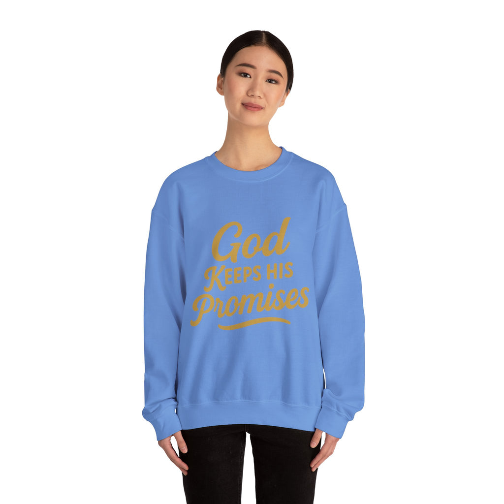 Christian Crewneck Sweatshirt — "God Keeps His Promises" Inspirational Pullover