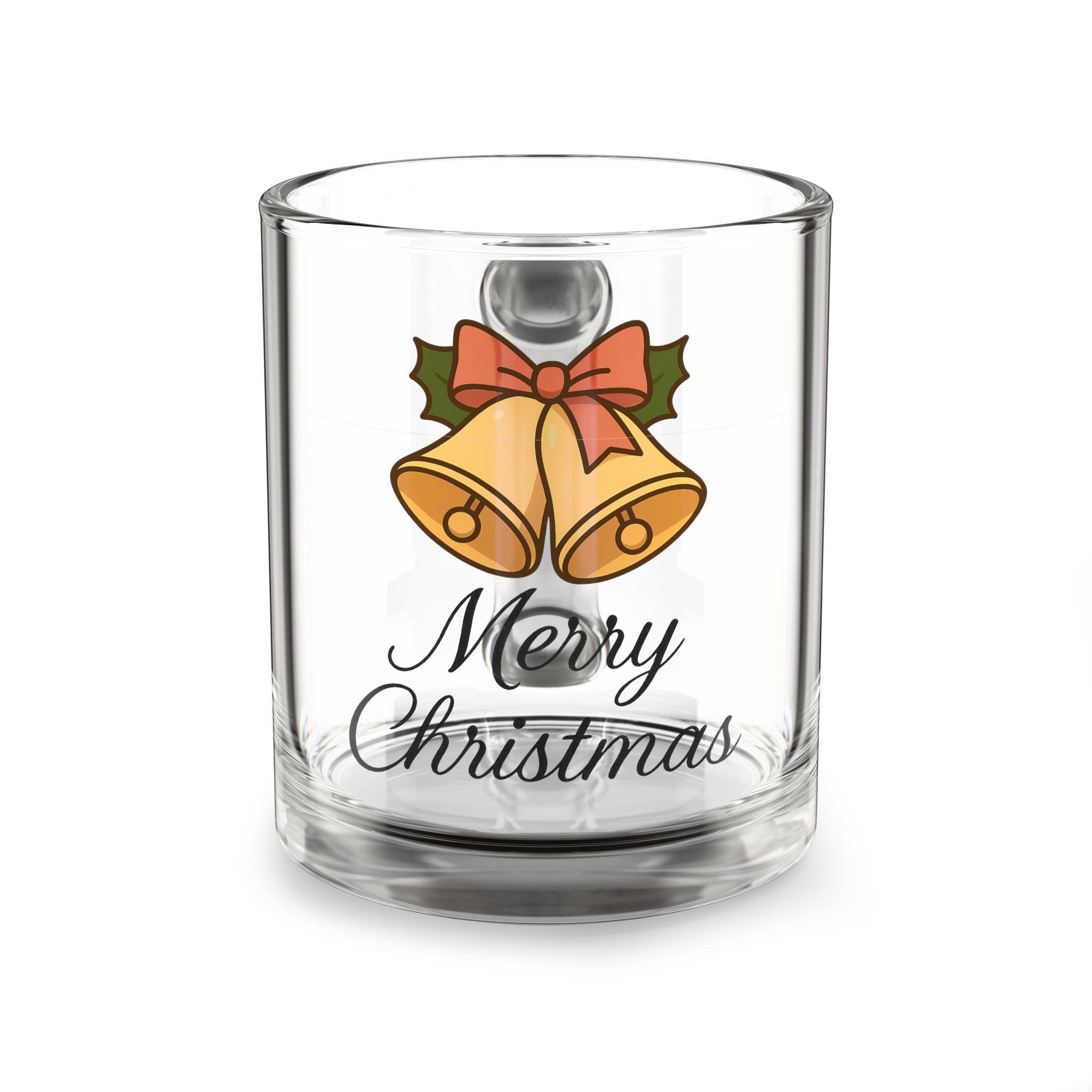10oz Glass Mug — Festive Christmas Bells Holiday Coffee Cup