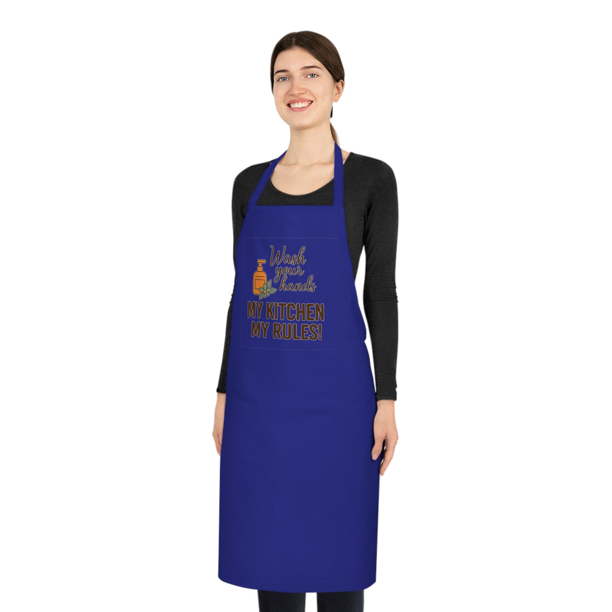 My Kitchen My Rules Cotton Apron — Funny Chef Apron with 'Wash Your Hands' Design
