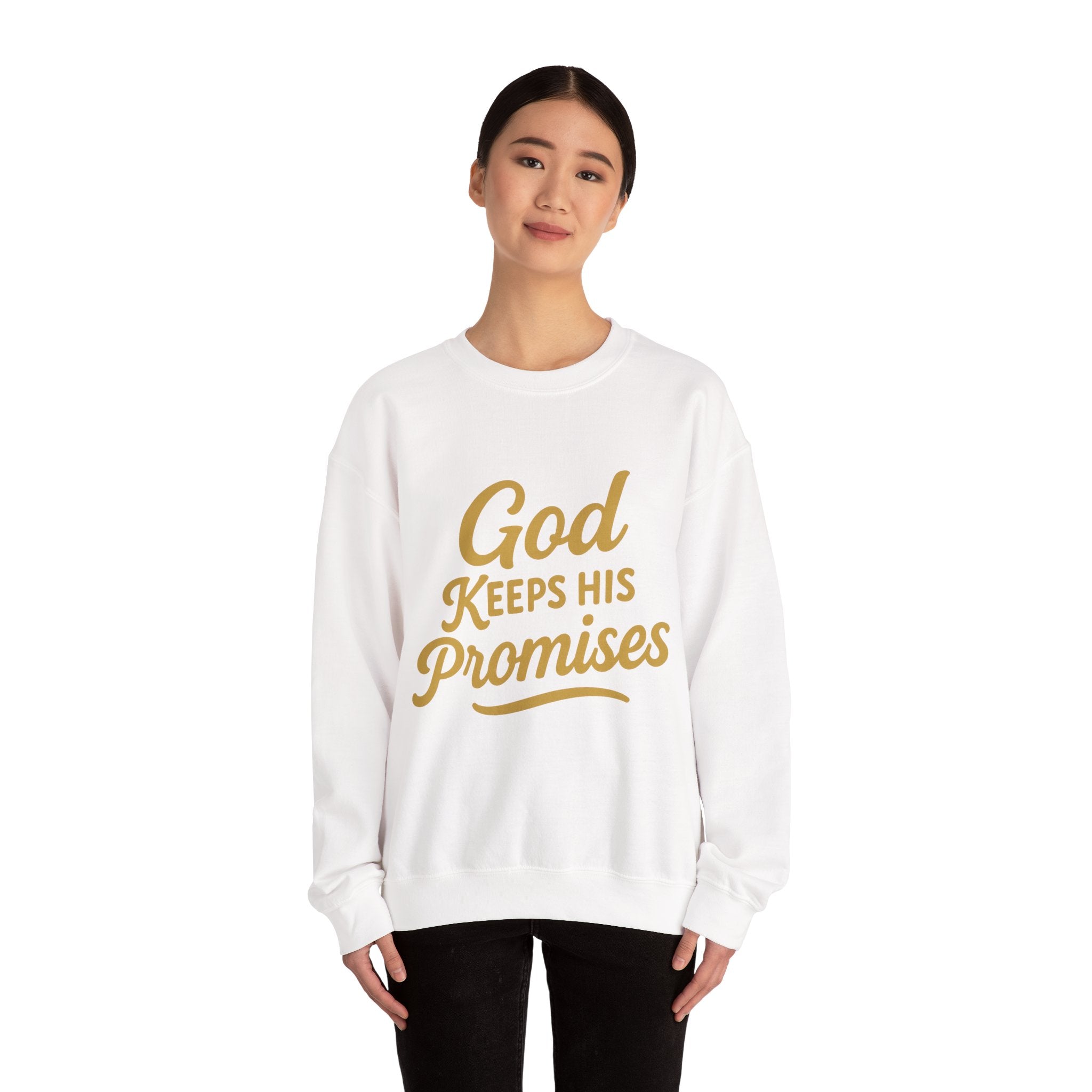 Christian Crewneck Sweatshirt — "God Keeps His Promises" Inspirational Pullover